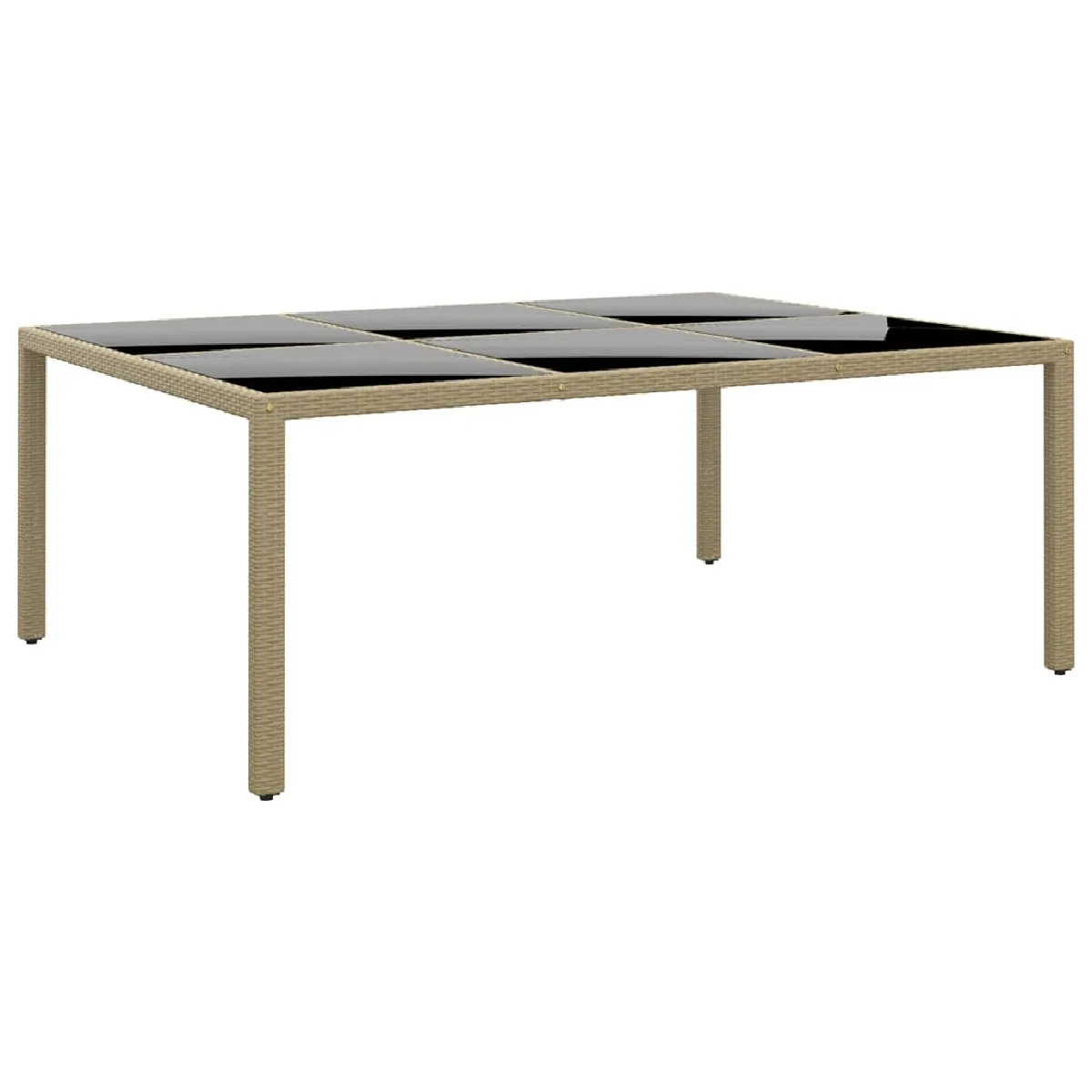 vidaXL Table de jardin résine tressée et verre - vue 2