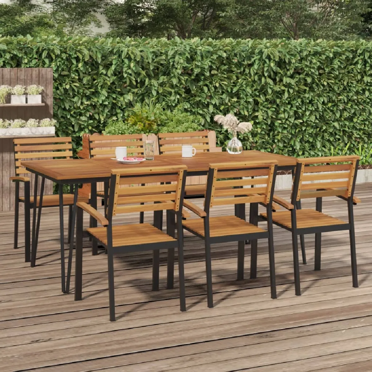 vidaXL Table de jardin 200x90x75 bois acacia