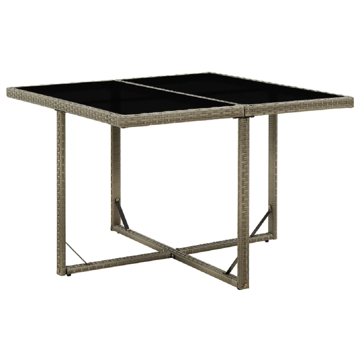 vidaXL Table de jardin 109x107x74 cm Résine tressée et verre 316765 - vue 2