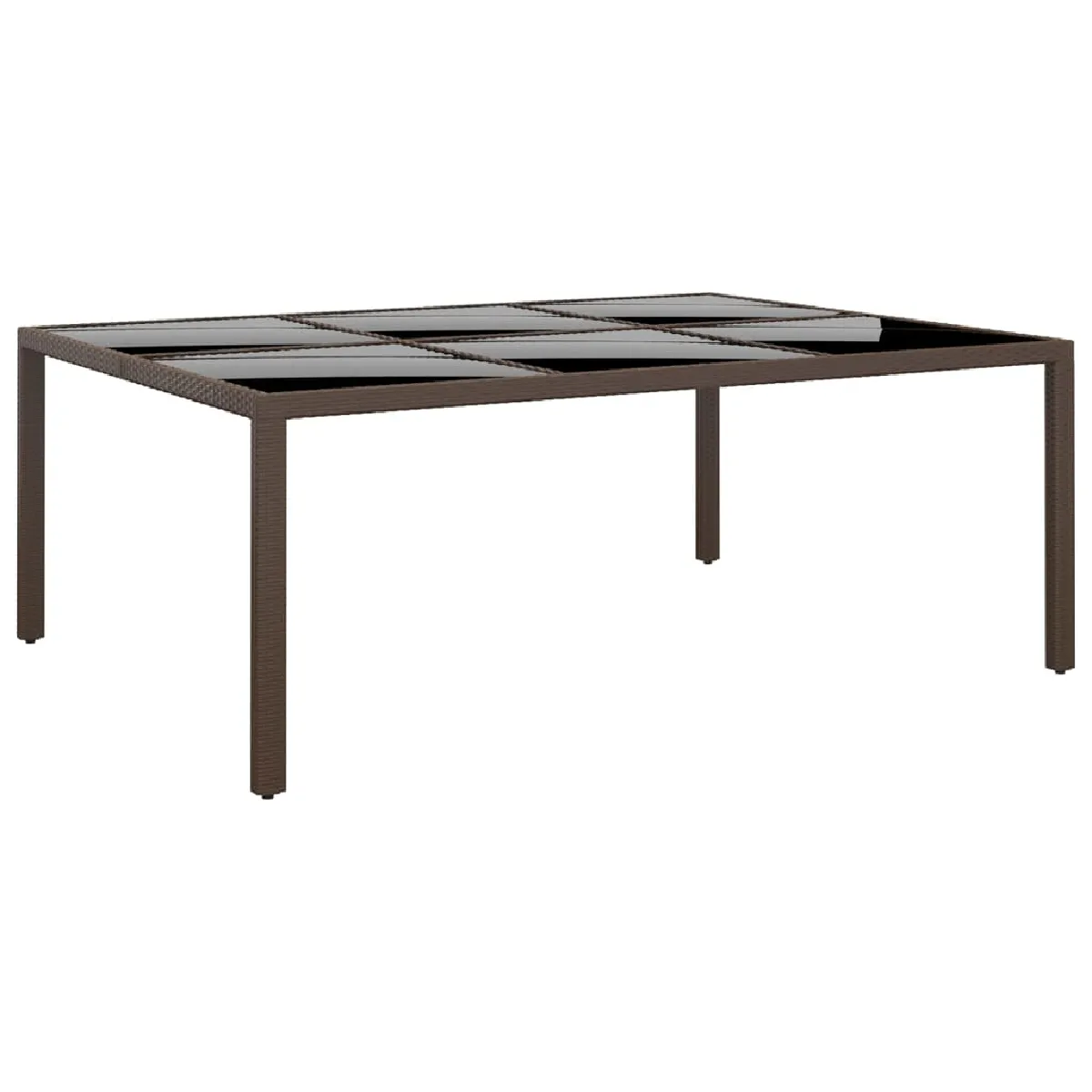 Vidaxl Marron Table De Jardin En Rotin Avec Dessus En Verre