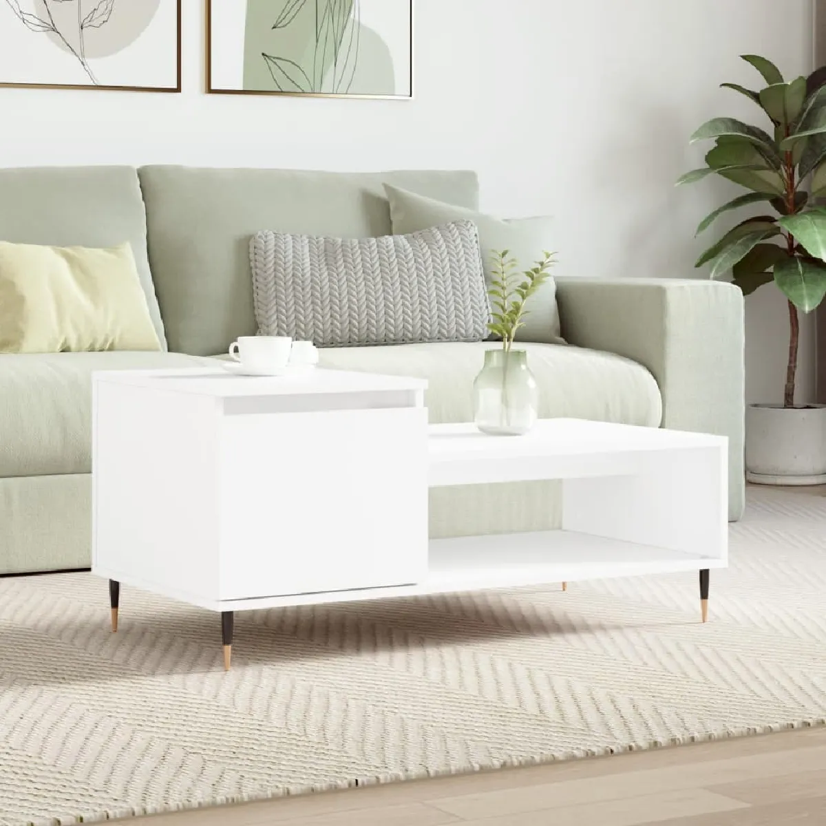 Vidaxl Table basse Blanc 100 cm