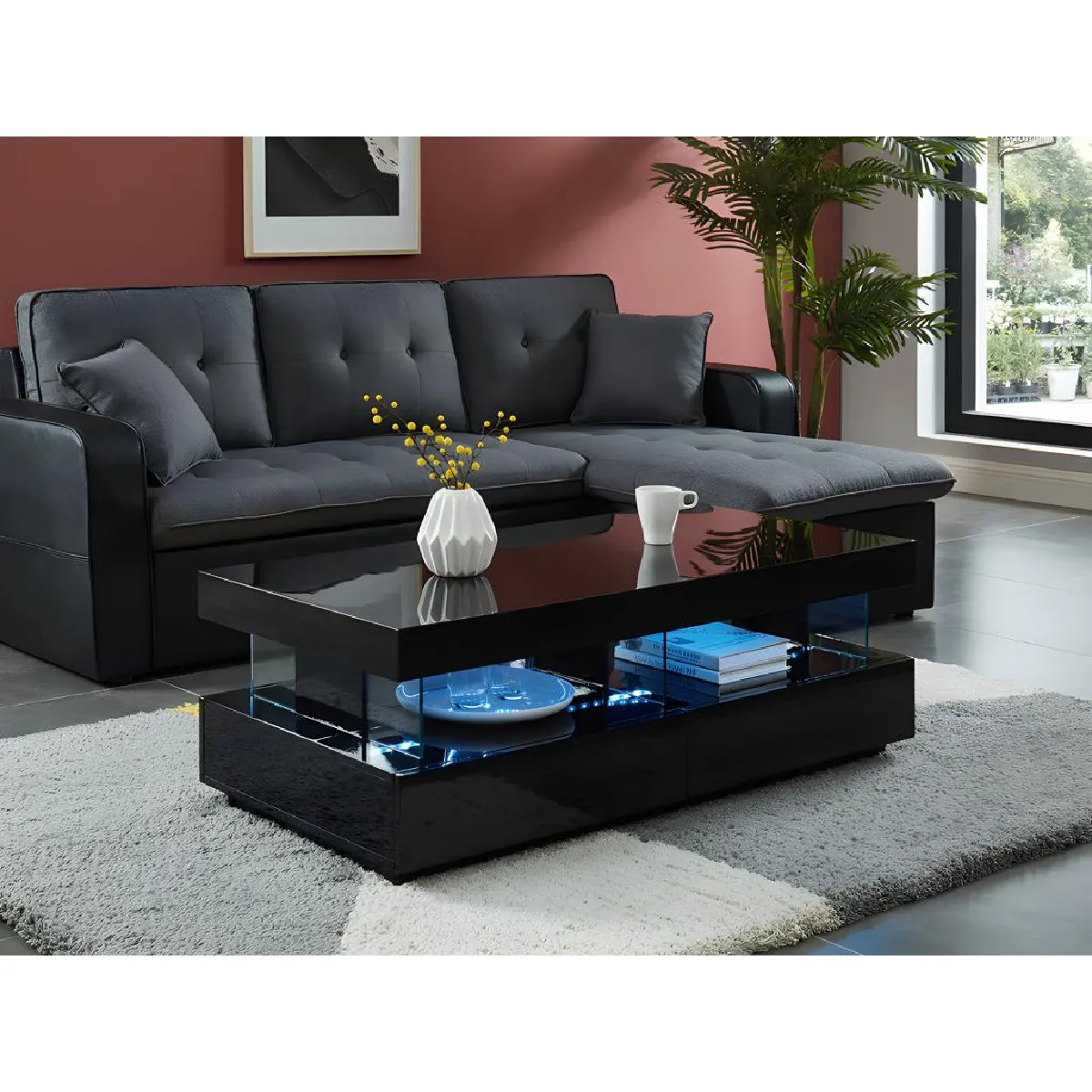 Comparer les prix de Vente-Unique Table basse Fabio II - Noir laqué