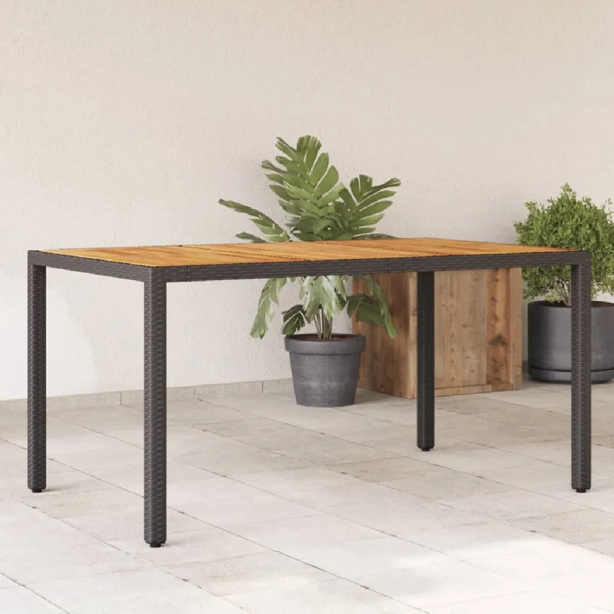 vidaXL Table de Jardin et Dessus en Bois d'Acacia Table à Manger Table de Repas Meuble de Patio Terrasse Extérieur 365535 - vue 2