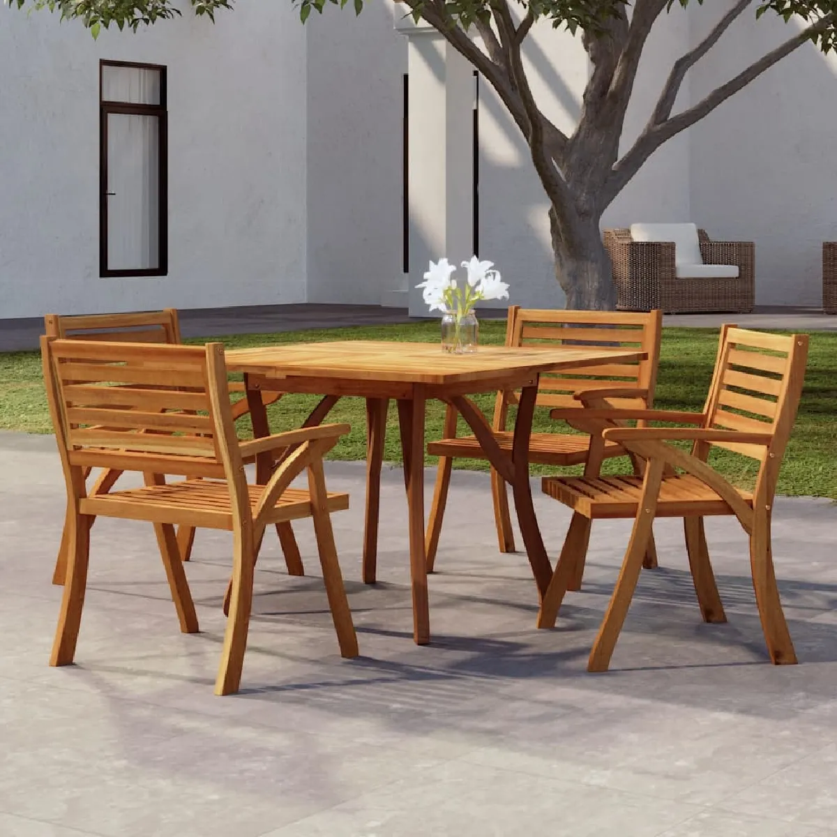 Vidaxl Table de jardin 110x110x75 cm Bois d'acacia Marron - vue 3