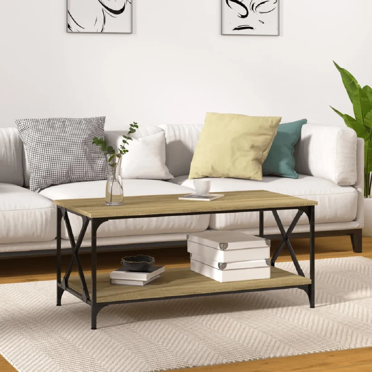 VIDAXL Table basse chêne sonoma 100x50x45 cm
