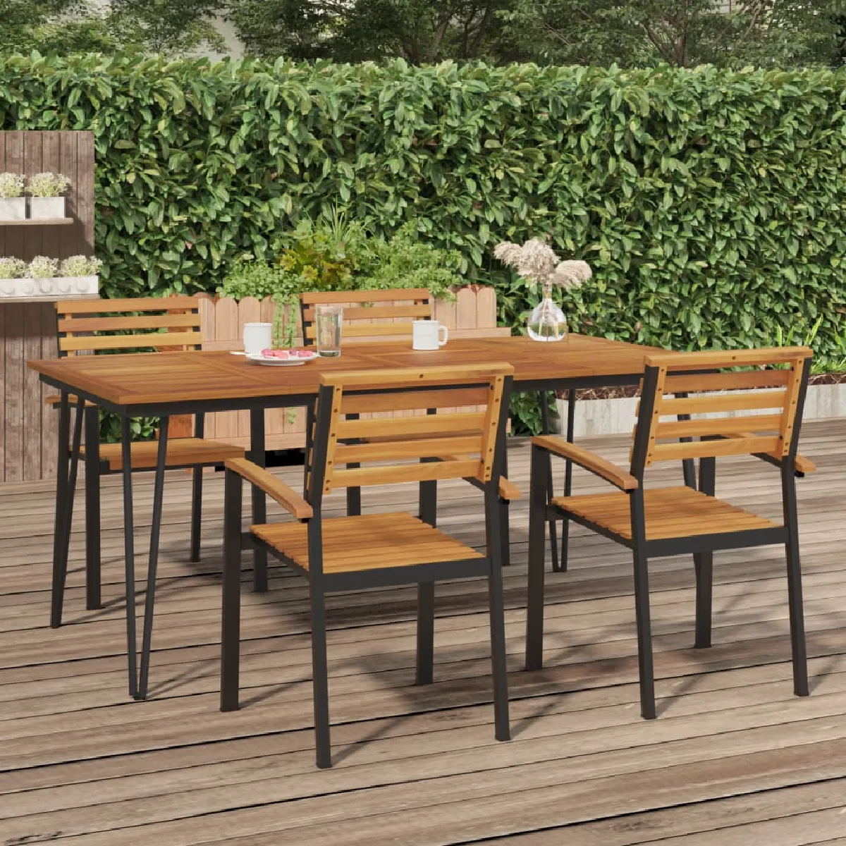 Vidaxl Table de jardin avec pieds épingle à cheveux 180x90x75 acacia