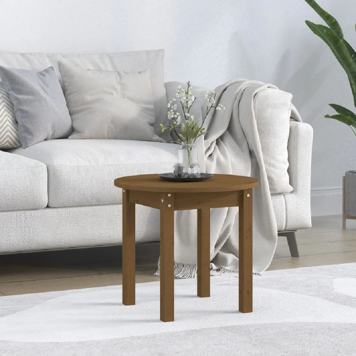 Vidaxl Table basse en bois de pin massif - Marron miel