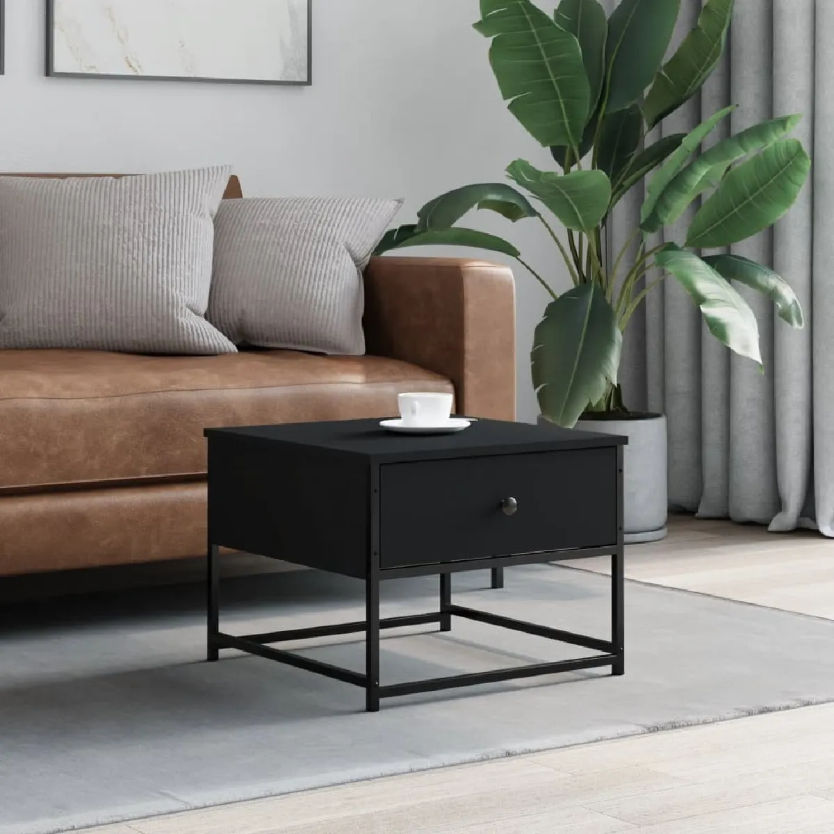 Comparer les prix de Maison Chic Table Basse Noir Bois Métal