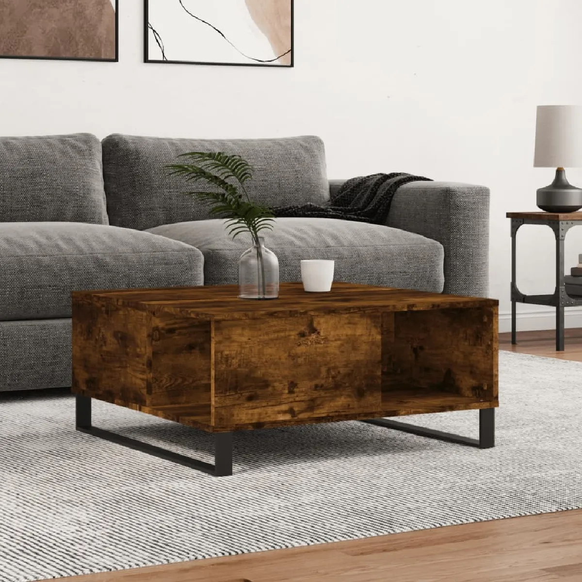 Meilleurs prix pour Maison Chic Table Basse Chêne Fumé 80x80x36.5 cm