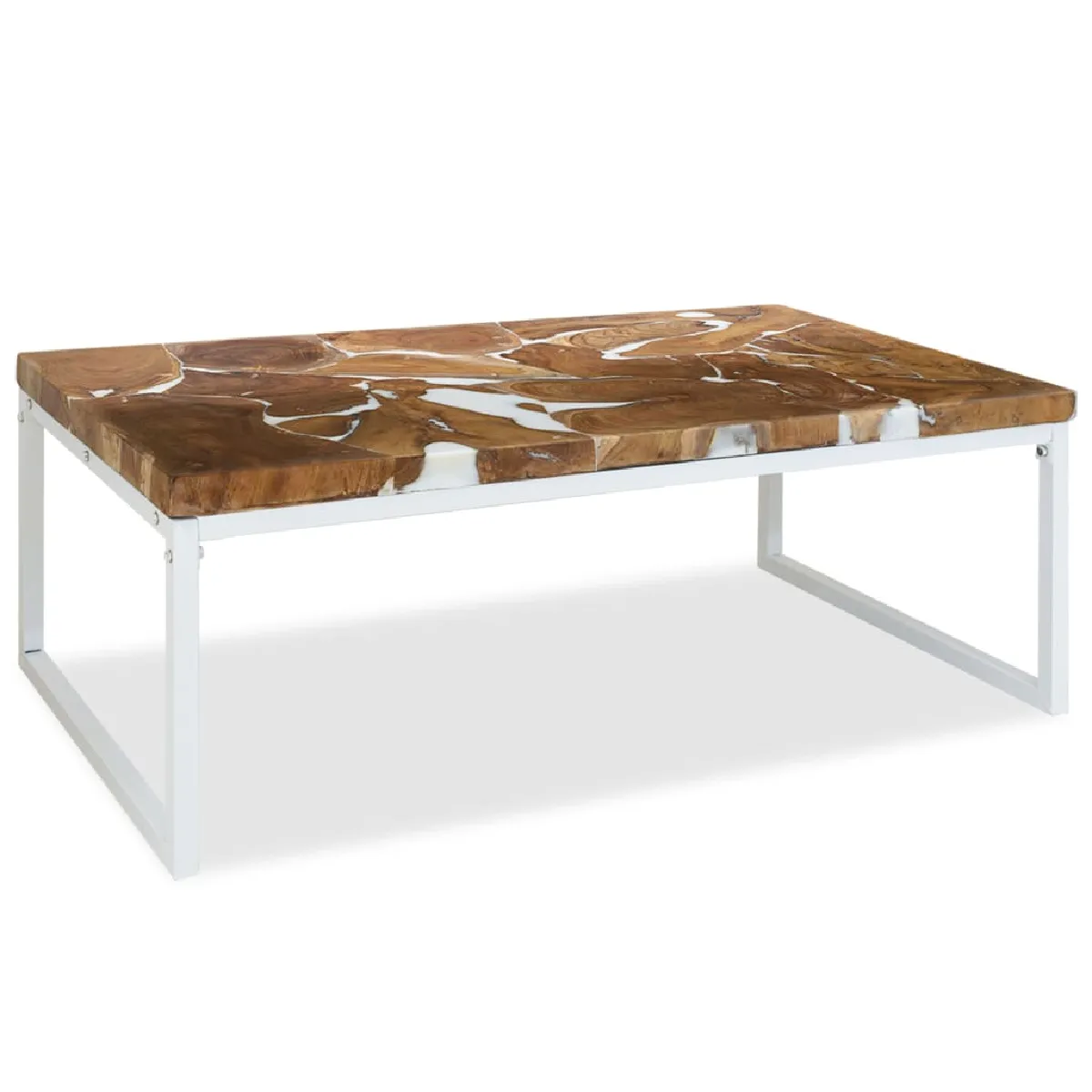 Vidaxl Blanc Table Basse Teck Résine 110 X 60 X 40 Cm - Image 2