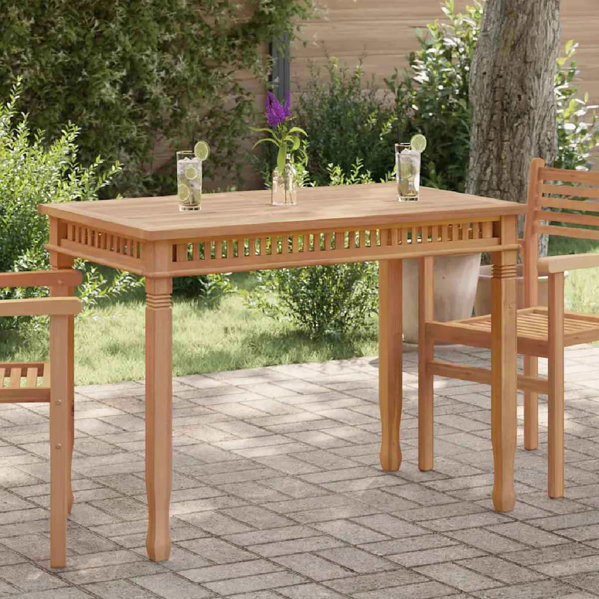 vidaXL Table jardin 110x65x80 cm Teck solide