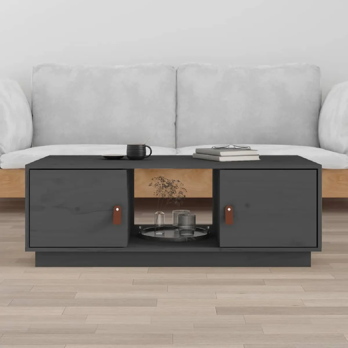 Table basse Gris Bois massif de pin
