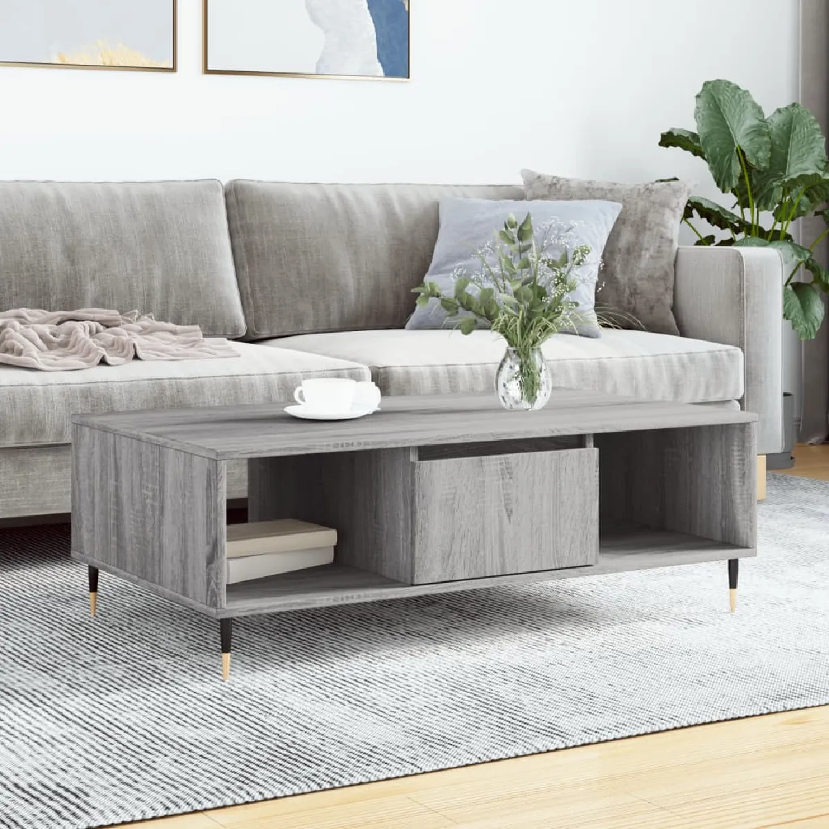 Non Communiqué Gris Vidaxl Table Basse Sonoma 104X60x35 Cm Bois D'ingénierie827082 - Image 3