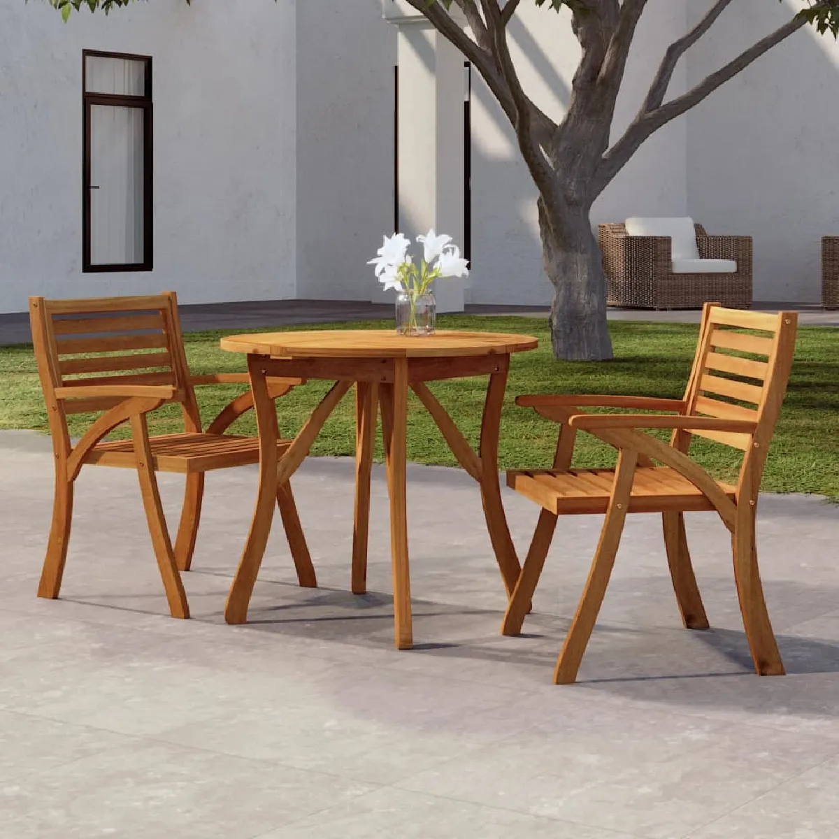 Vidaxl Table de jardin - Bois d'Acacia Marron - vue 8
