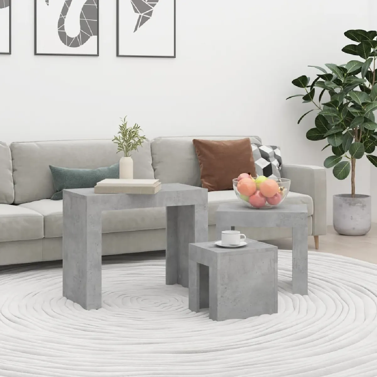Comparer les prix de Maison Chic Tables gigognes - Gris béton