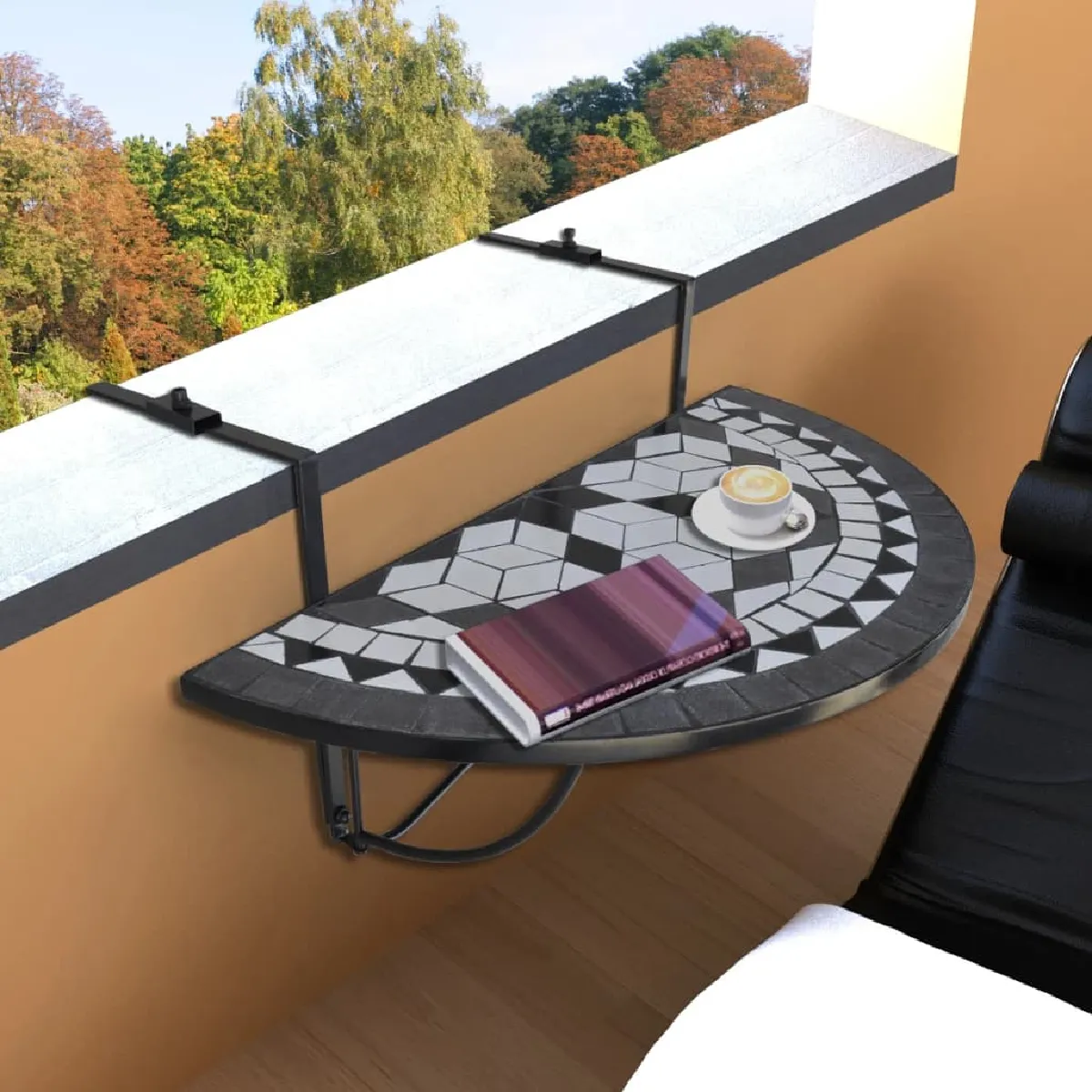 vidaXL Table suspendue de balcon et Mosaïque
