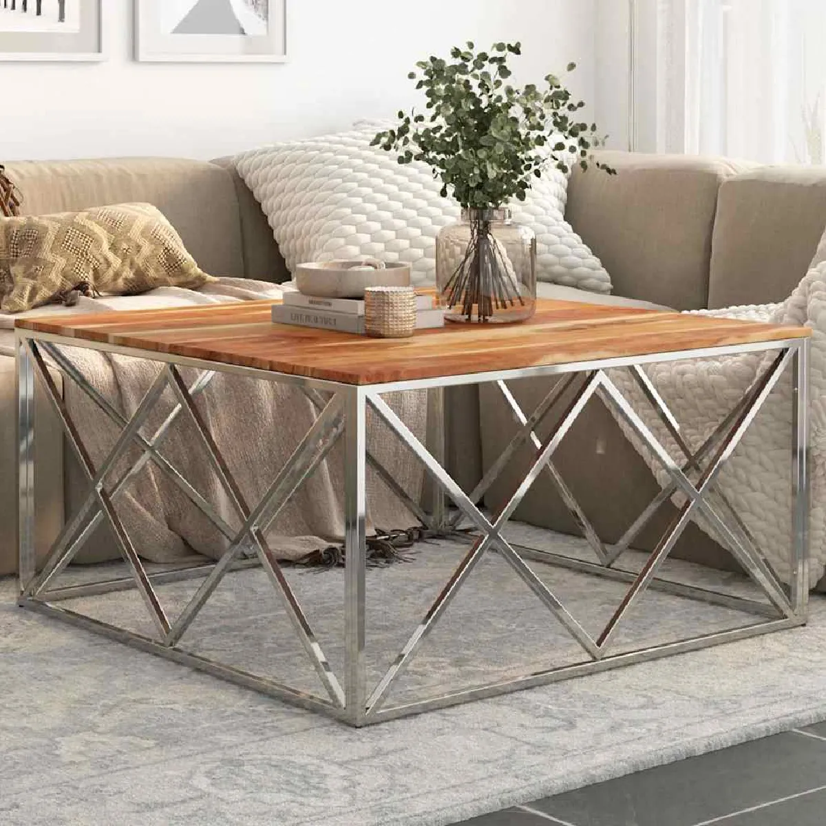 Vidaxl Argent Table Basse - Acacia