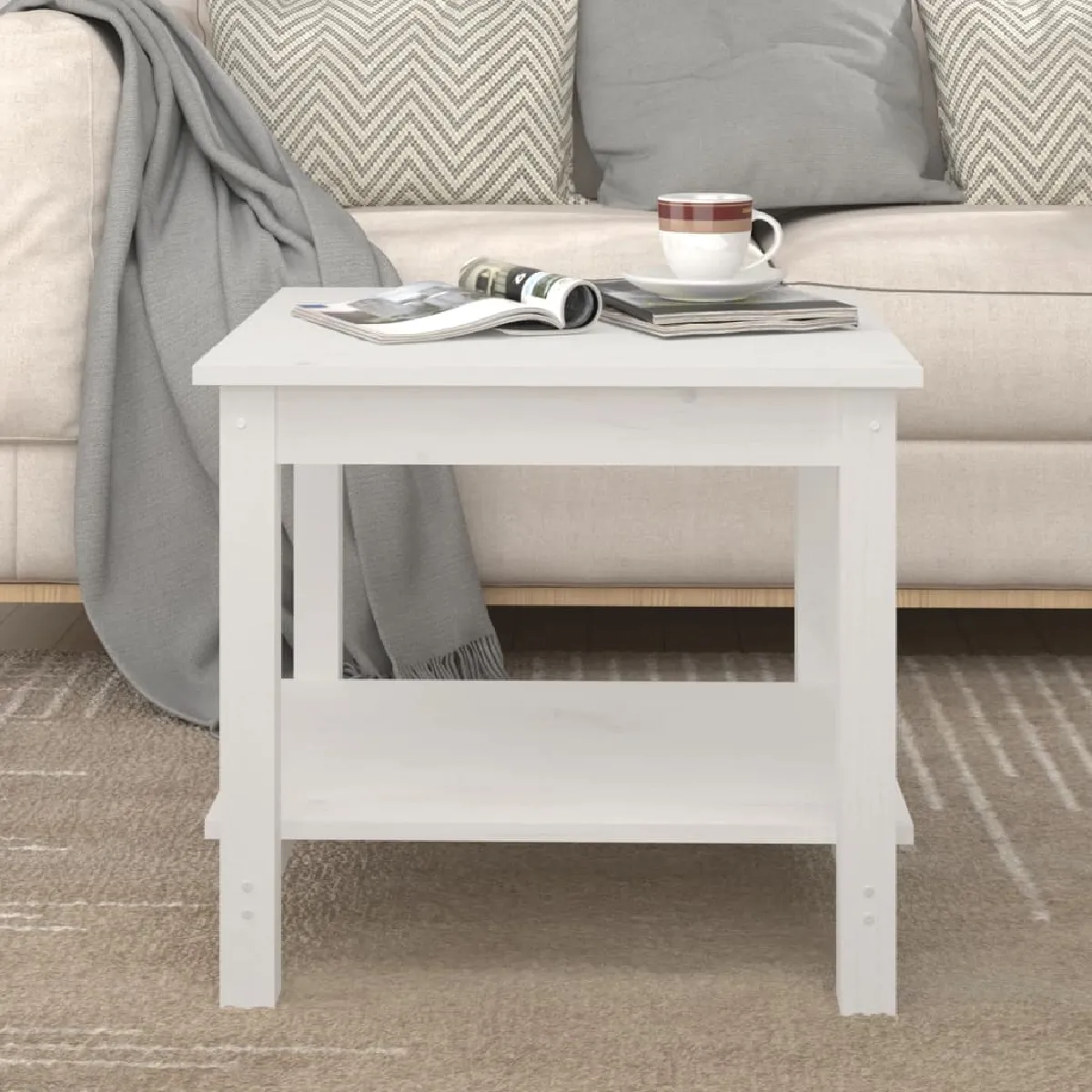 Vidaxl Blanc Table Basse - Bois De Pin