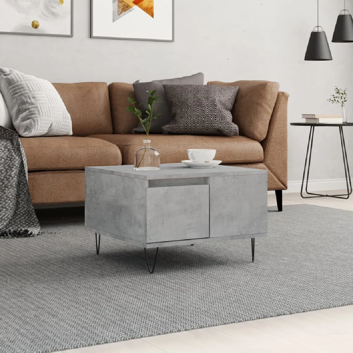 vidaXL - Table basse - Moderne - Gris - 55x55x36,5 cm - Image 2