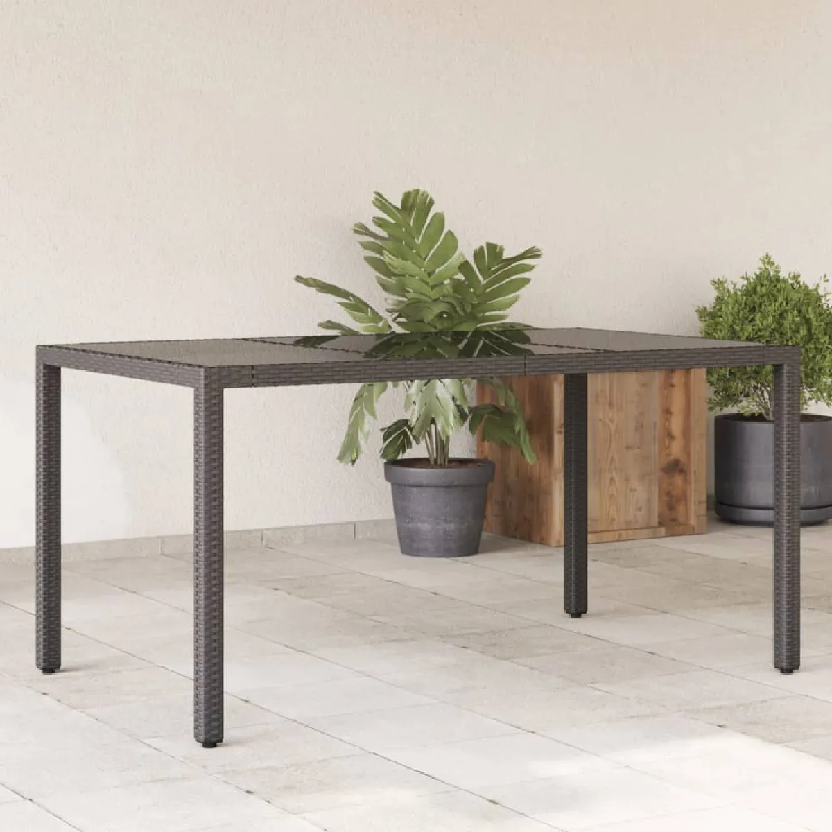 Vidaxl Noir Table De Jardin Dessus En Verre