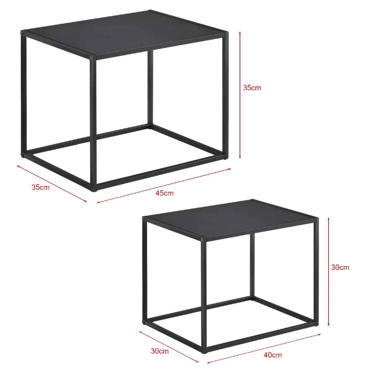 Comparer les prix de Lot de 2 tables basses rectangulaires - Noir