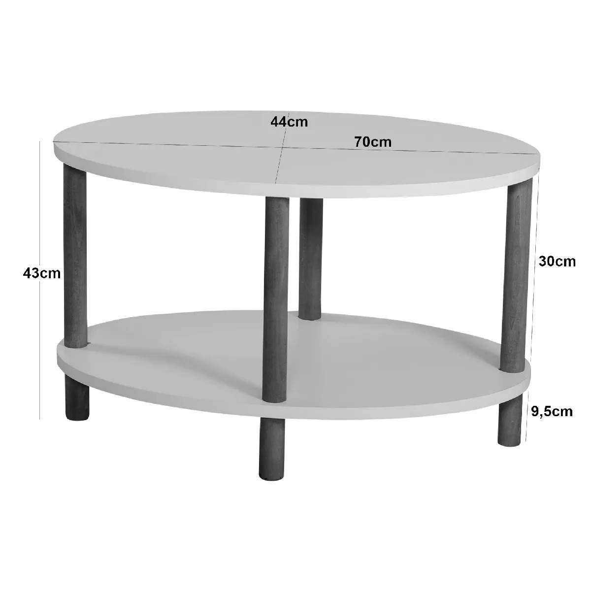 Meilleurs prix pour Table basse ovale 43 x 70 x 44 cm effet bois