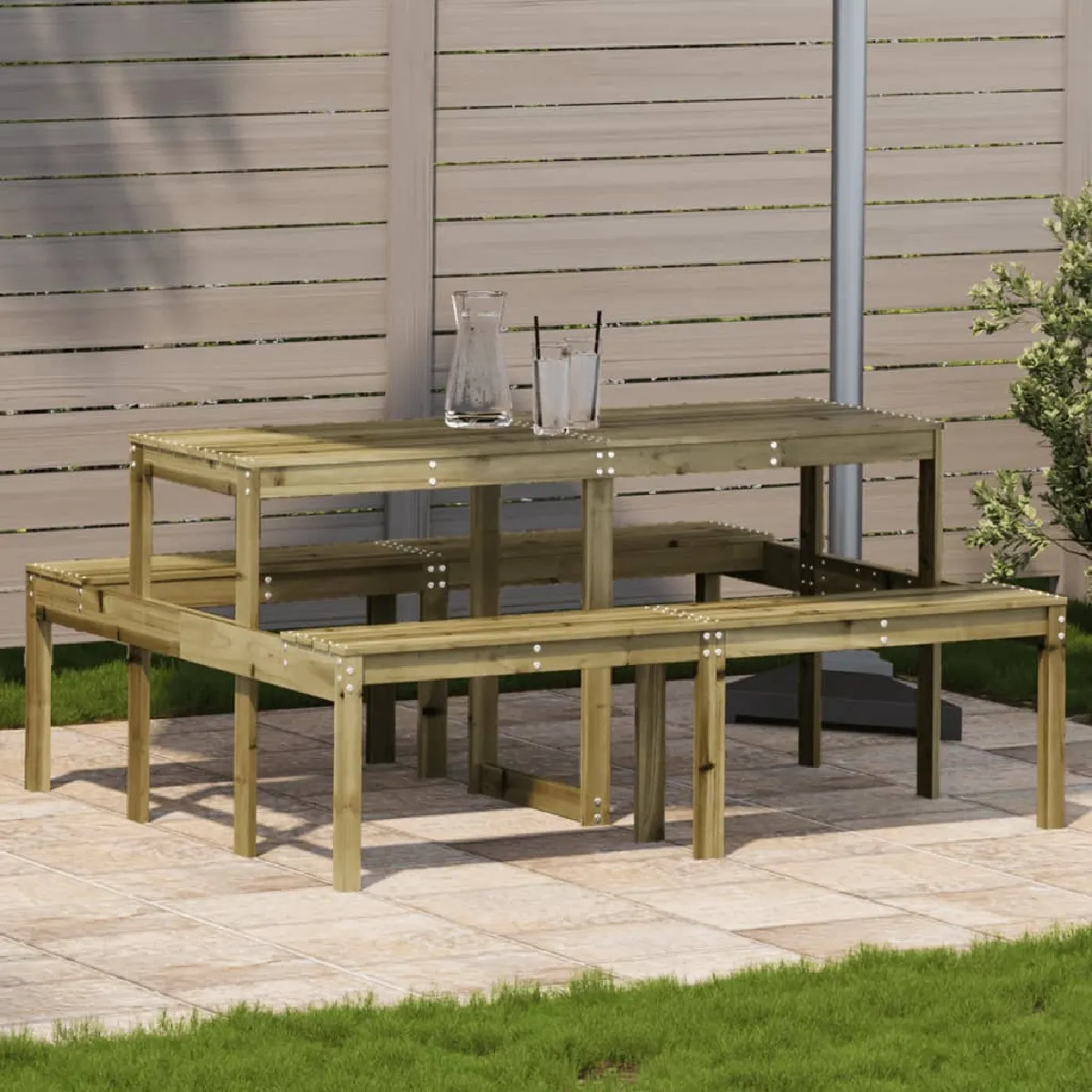 vidaXL Table de Pique nique Table à Manger Rectangulaire Meuble de Camping Jardin Terrasse Patio Extérieur Moderne Bois 832566 - vue 2