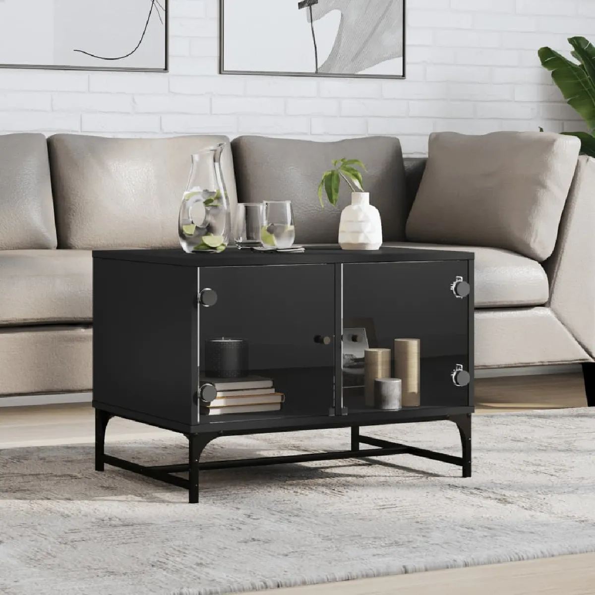 Vidaxl Table Basse Avec Portes En Verre