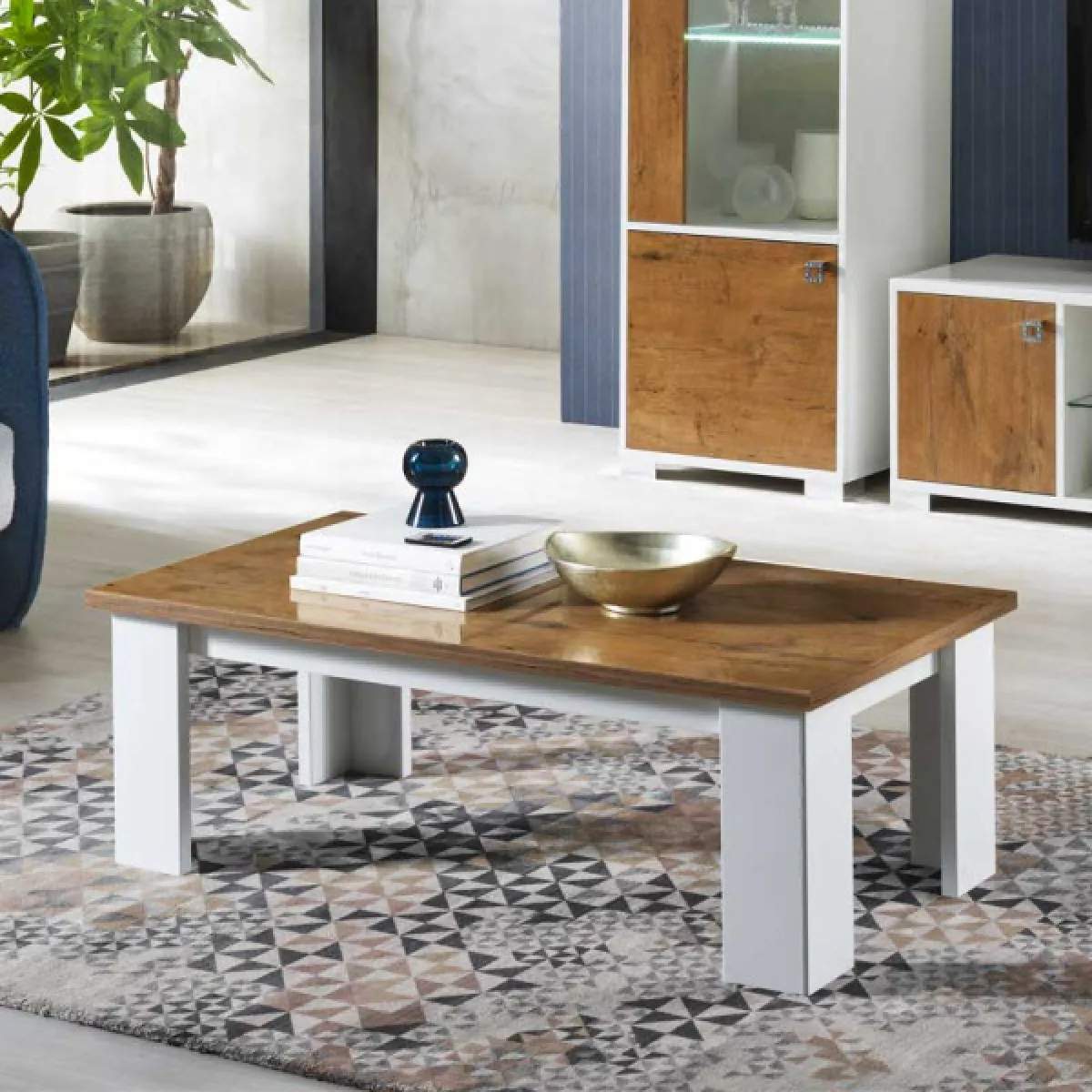 Comparer les prix de Dansmamaison Table basse Avellino blanc bois