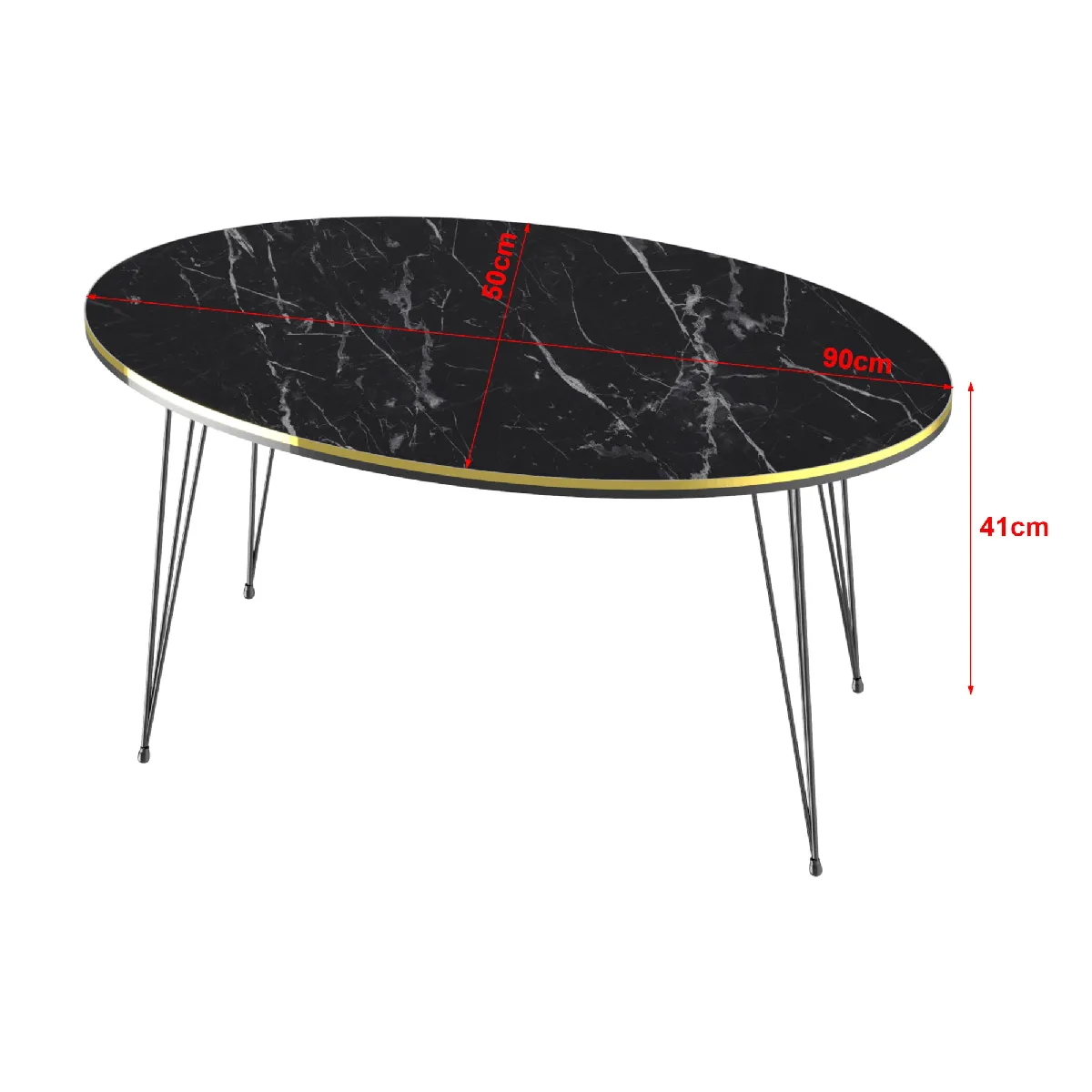 Meilleurs prix pour Table basse ovale - Marbre Noir/Or