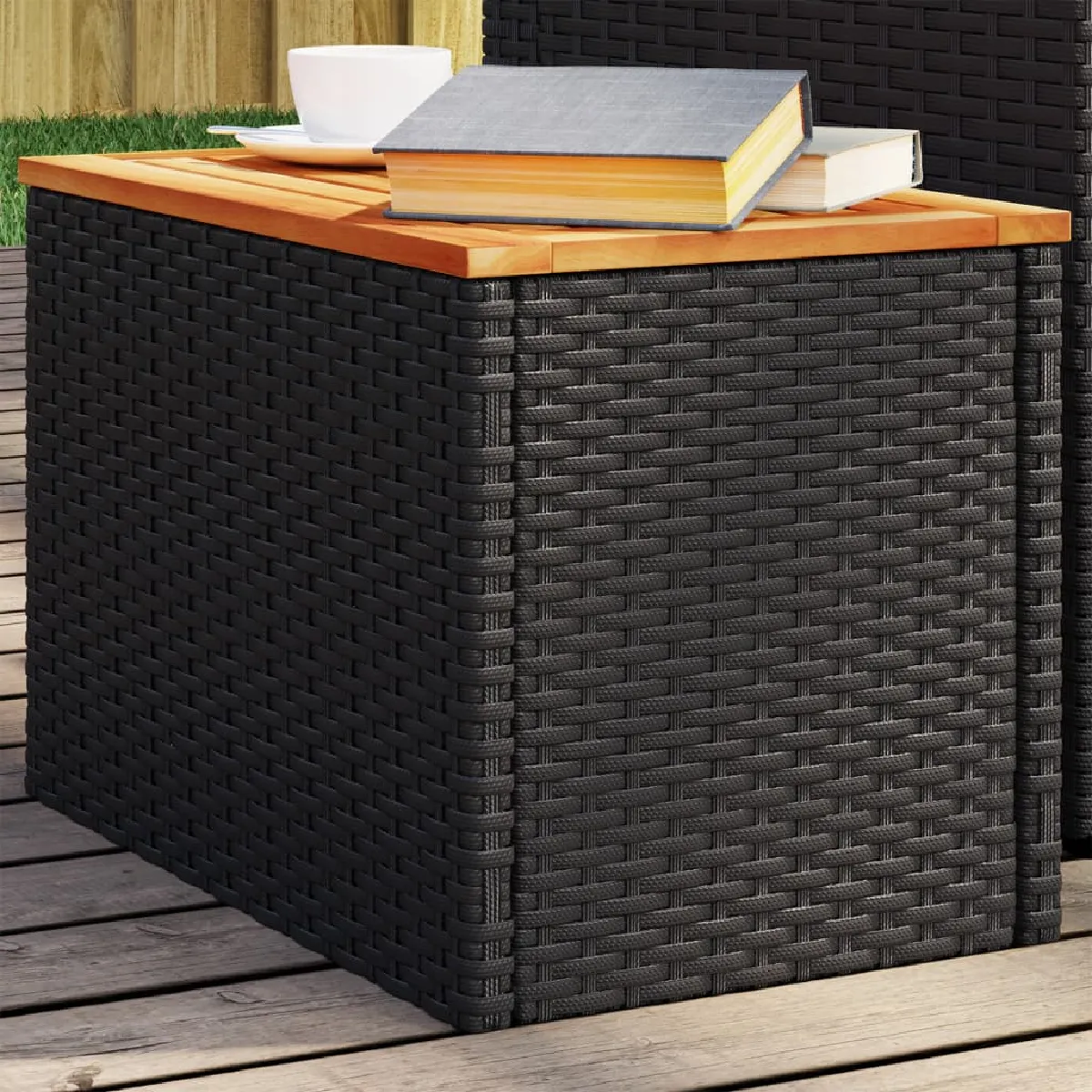 VIDAXL - Table d'appoint de jardin - Lot de 2 - Noir - 55x34x37 cm - Image 2