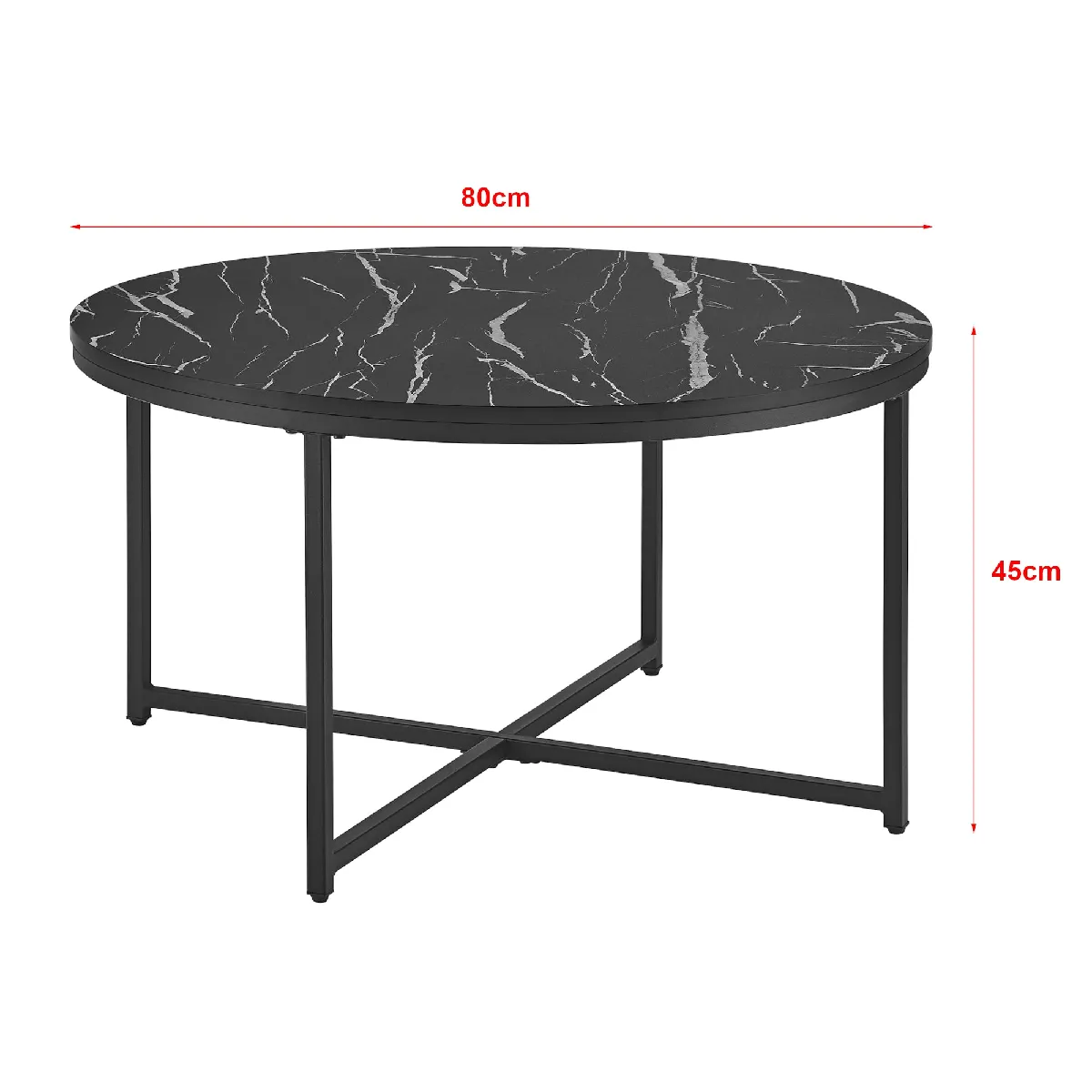 Comparer les prix de Helloshop26 Table Basse Ronde - Marbre Noir/Noir
