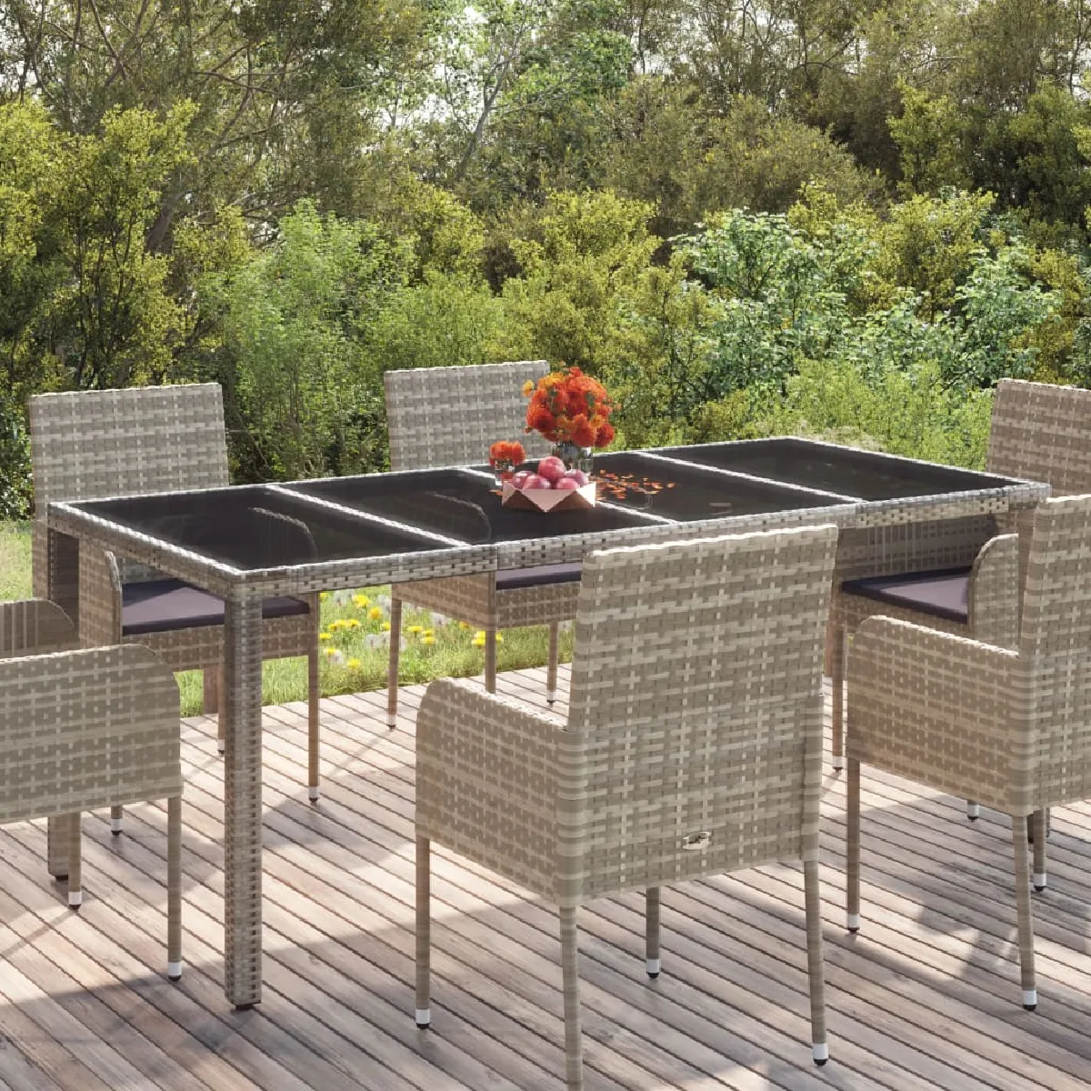 VIDAXL Table de jardin dessus en verre - vue 3