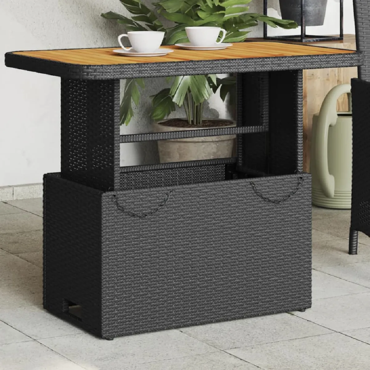 Vidaxl Table de jardin noir 90x55 cm