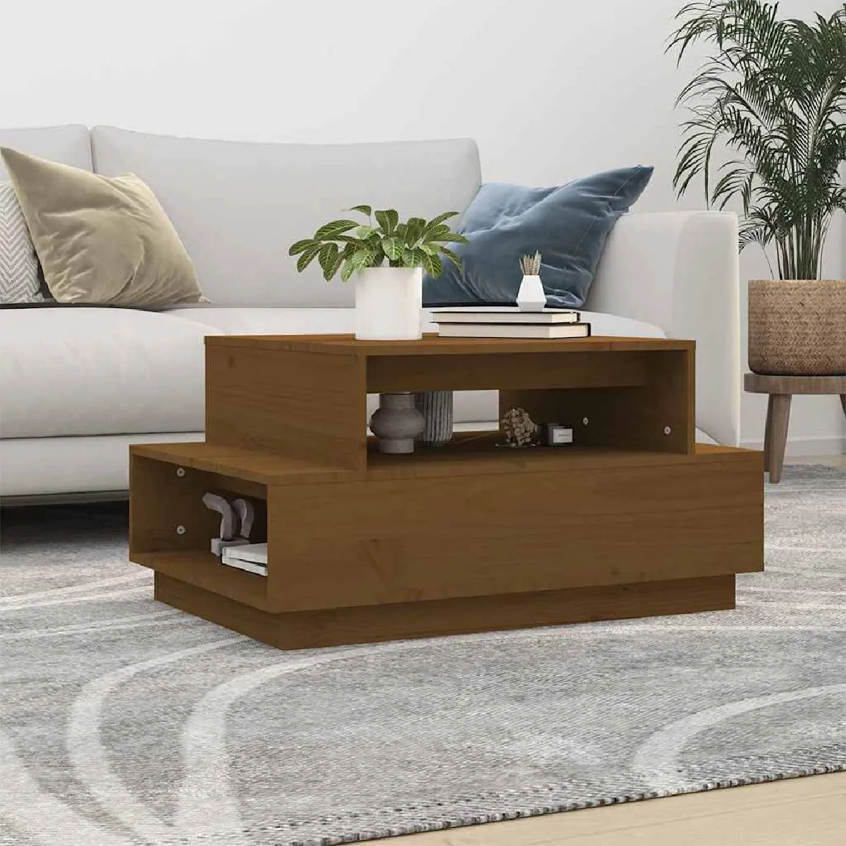 Non Communiqué Marron Vidaxl Table Basse Miel 80X55x40,5 Cm Bois Massif De Pin814517 - Image 3