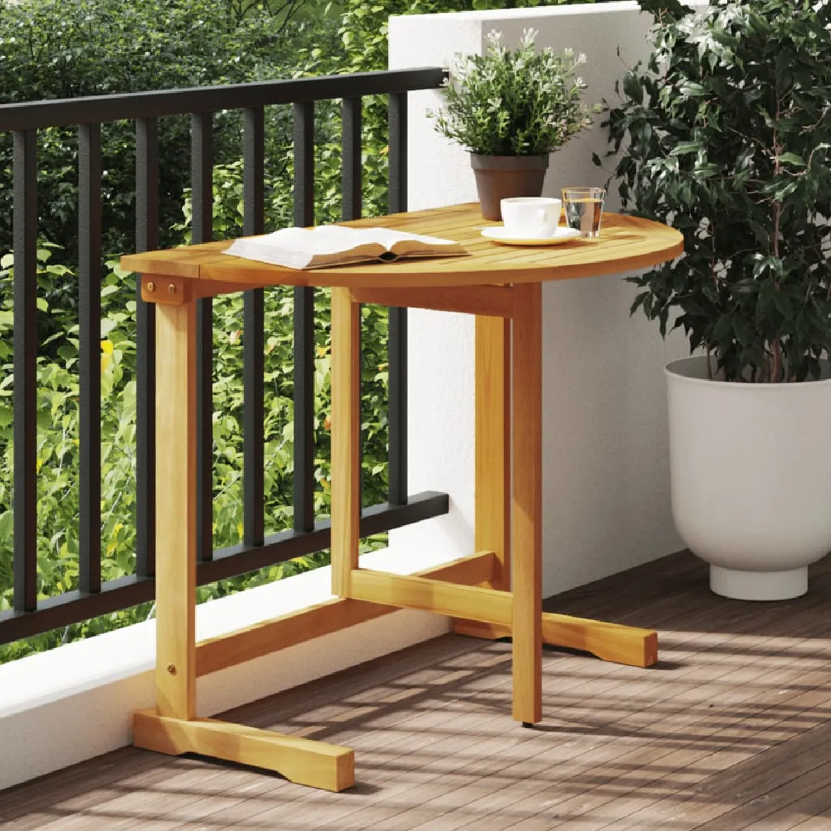 vidaXL Table pliable de balcon 90x60x72 cm bois d'acacia solide table table de patio table de pique nique table 364896 - vue 2