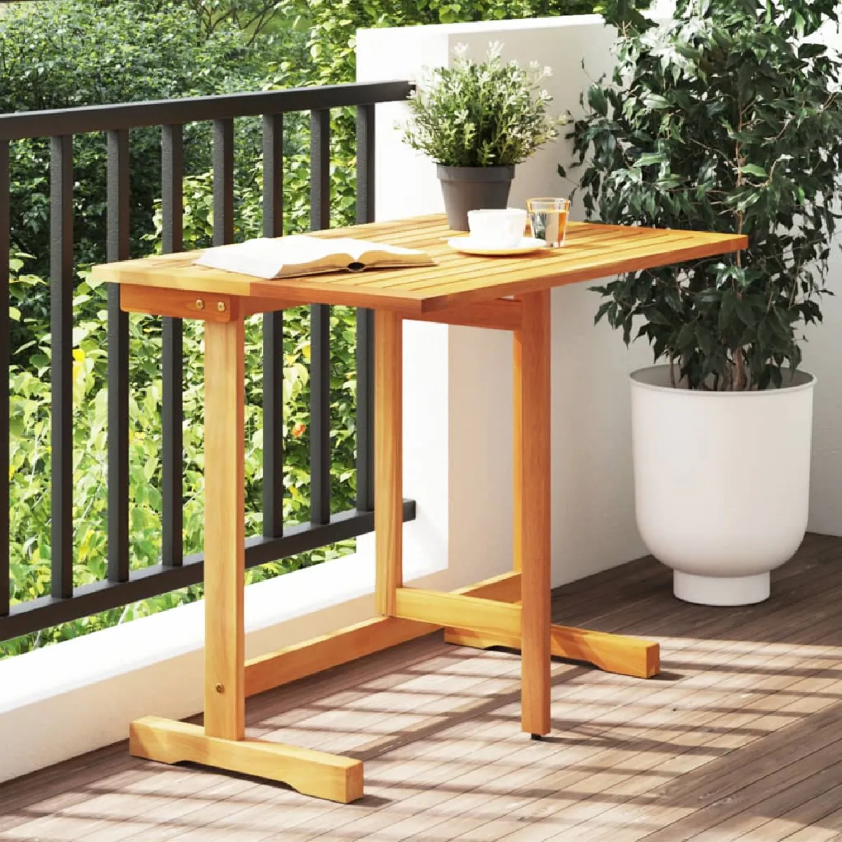 vidaXL Table pliable de balcon 90x60x72 cm bois dacacia solide table table de patio table de pique nique table 364897 - vue 2