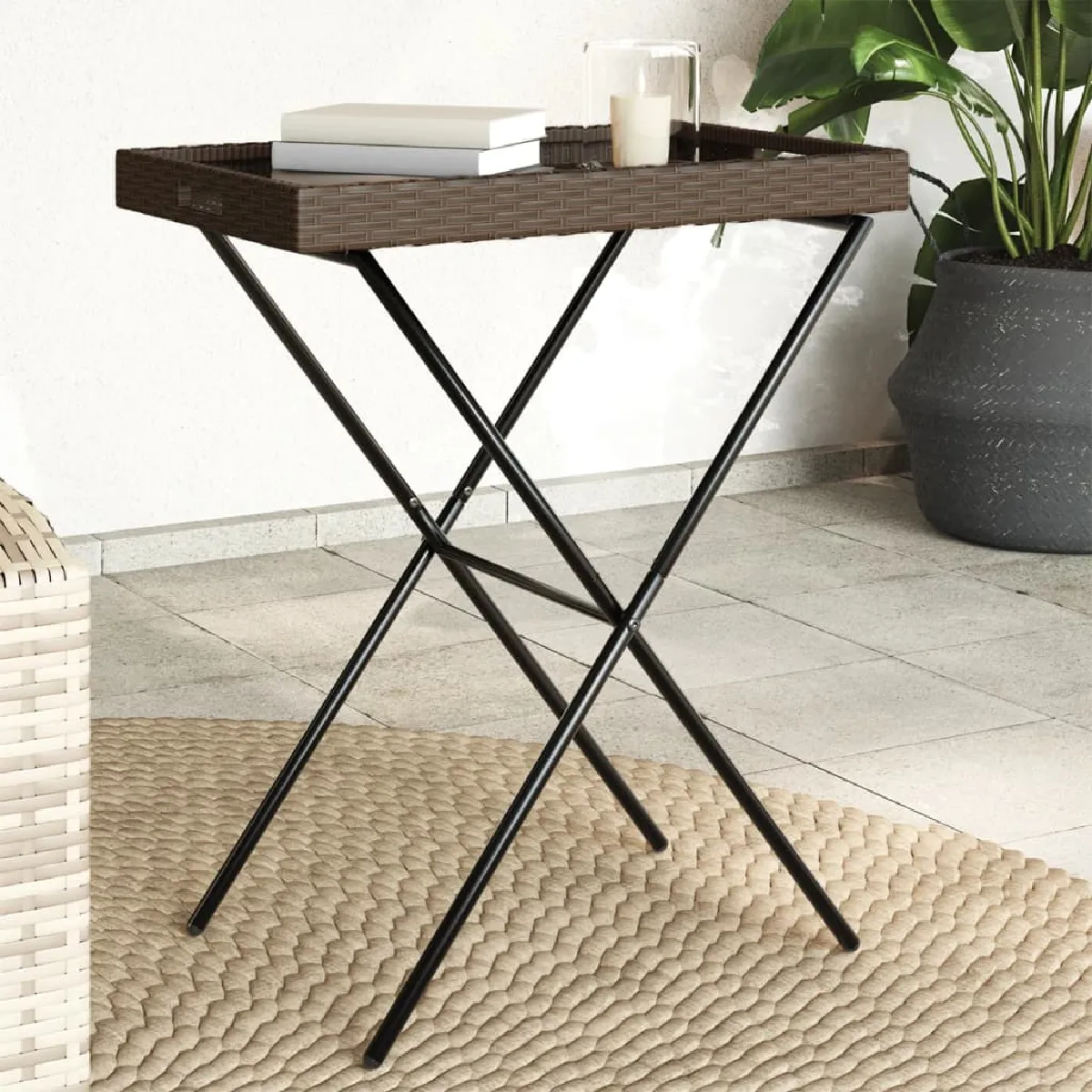 vidaXL Table à Plateau Pliable Table à Manger Table de Repas Meuble de Patio Balcon Terrasse Arrière cour Extérieur 365127 - vue 3