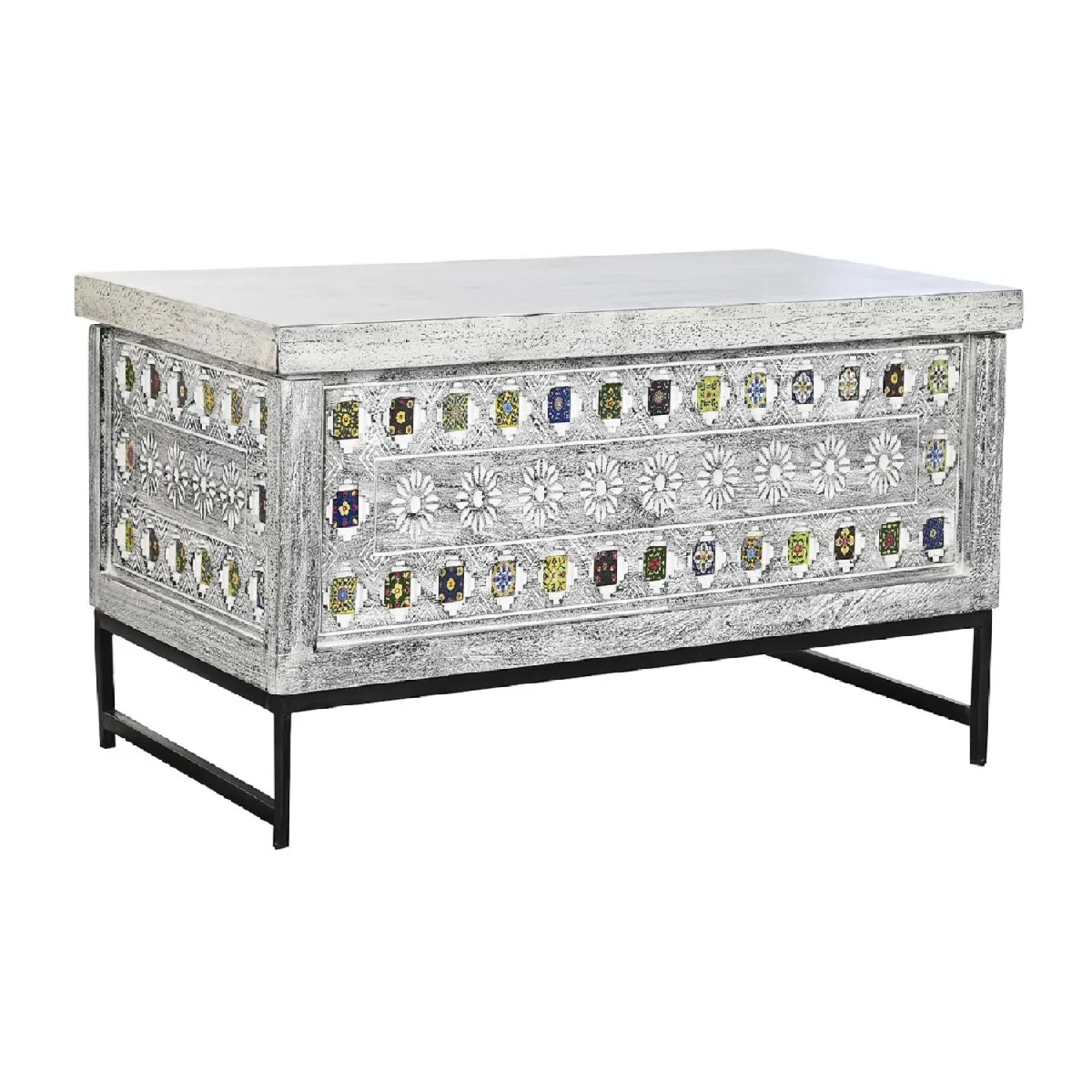 Comparer les prix de Pegane Table basse en bois de manguier - Gris