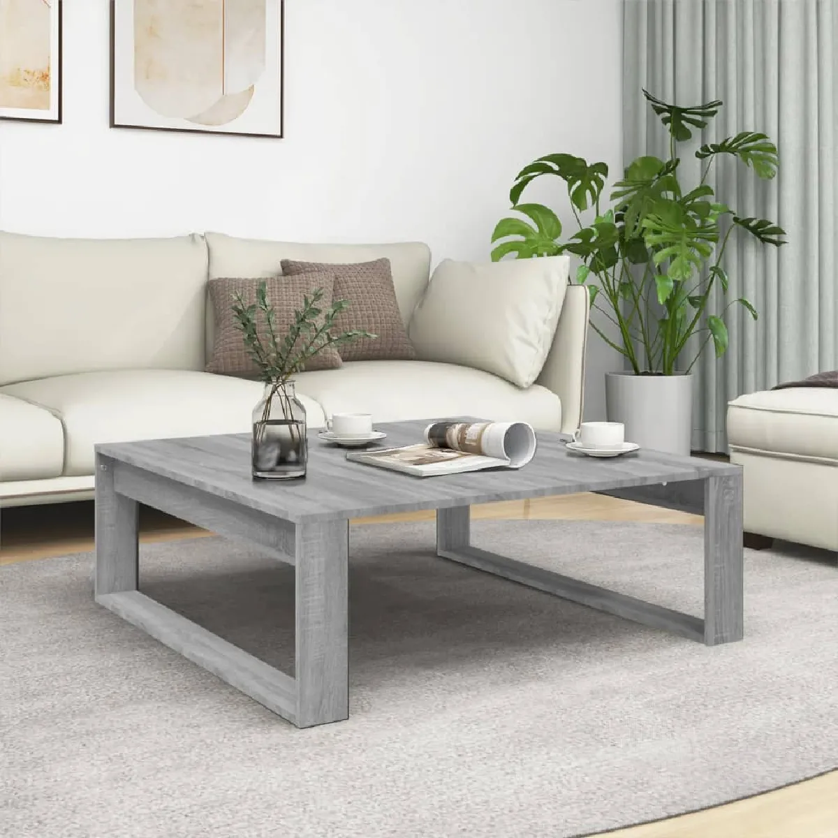 Vidaxl Gris Table Basse Sonoma 100X100x35 Cm Bois D Ingénierie - Image 2