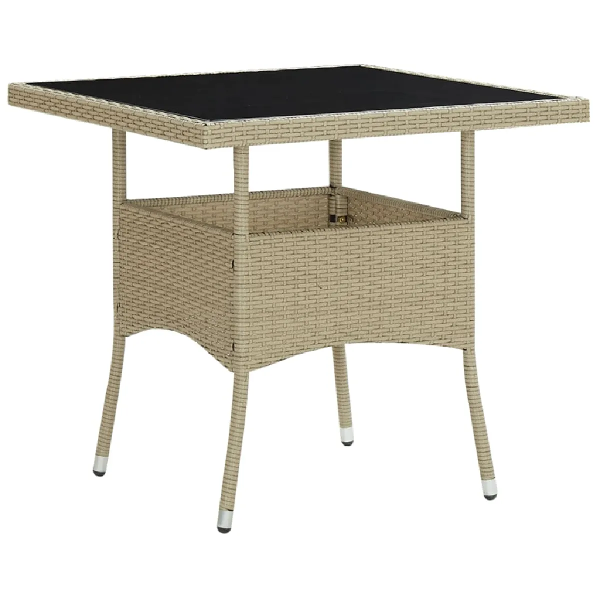Table d'extérieur 80 x 80 cm Résine tressée Verre trempé 4 personnes - vue 2