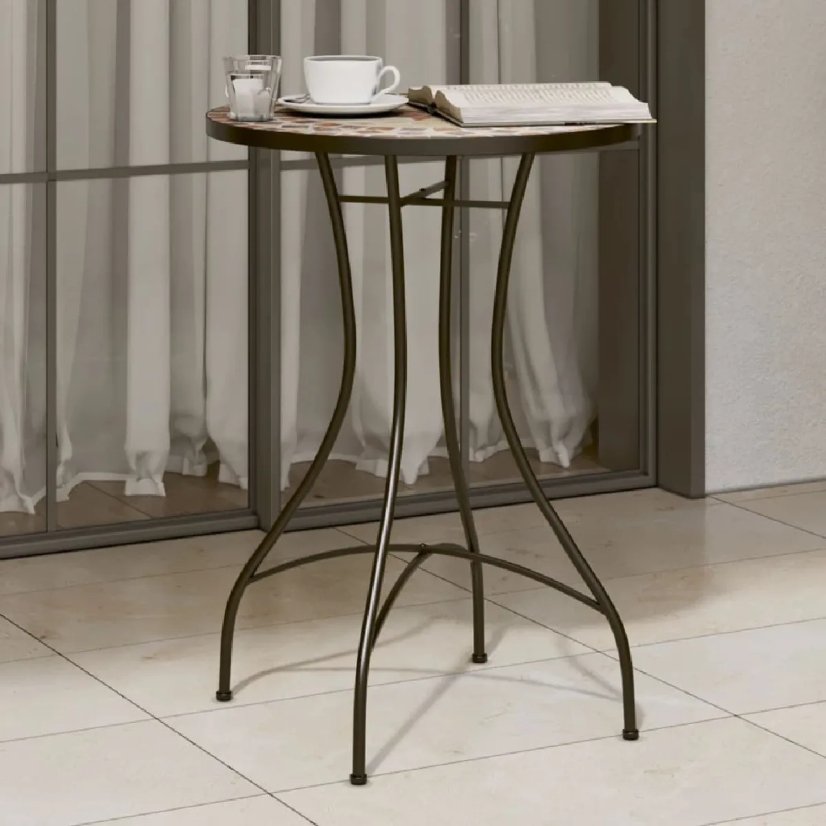 Non Communiqué Blanc Vidaxl Table De Bistro Mosaïque Terre Cuite Ø50x70 Cm Céramique4003402 - Image 3