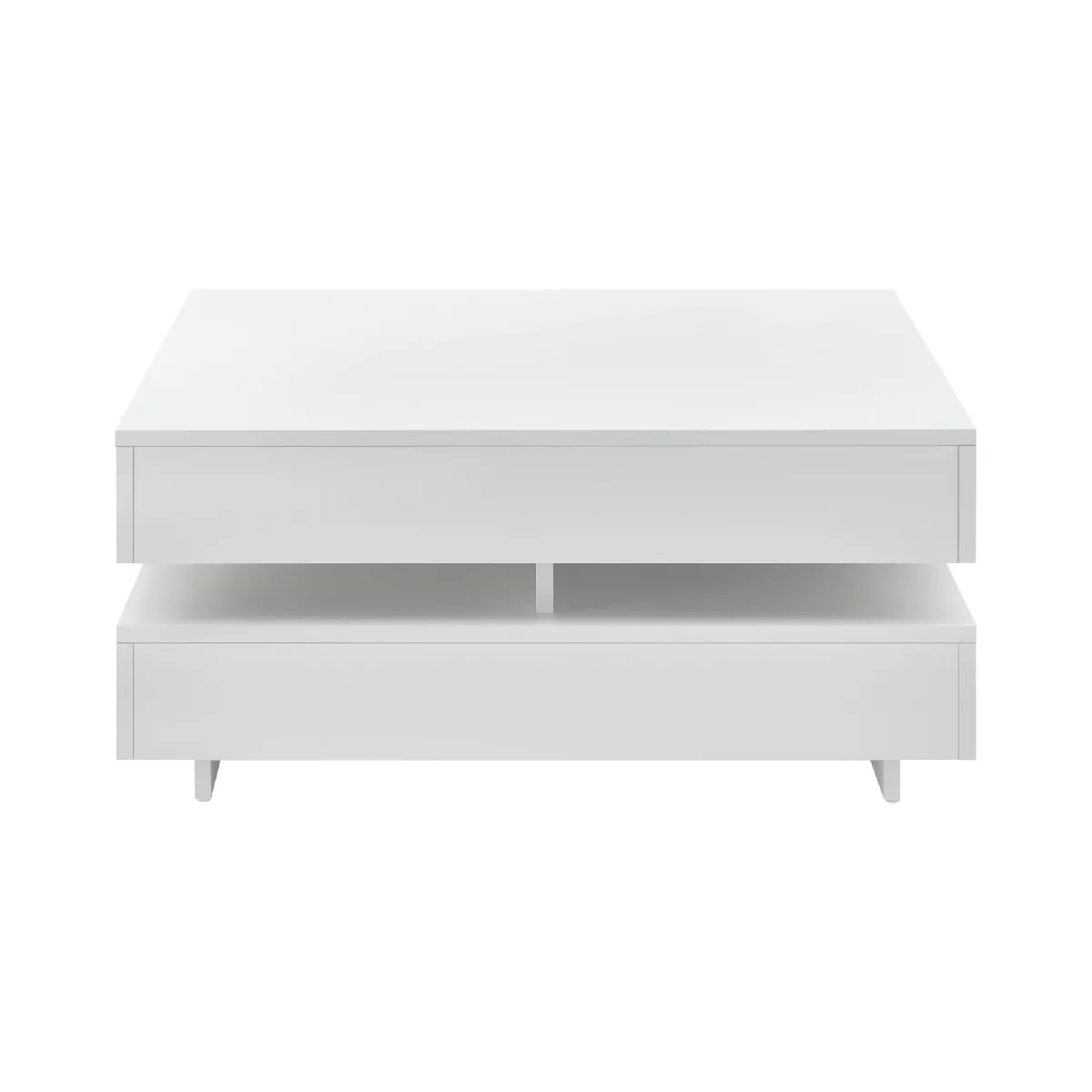 Comparer les prix de Helloshop26 Table Basse avec Rangement - Blanc Brillant