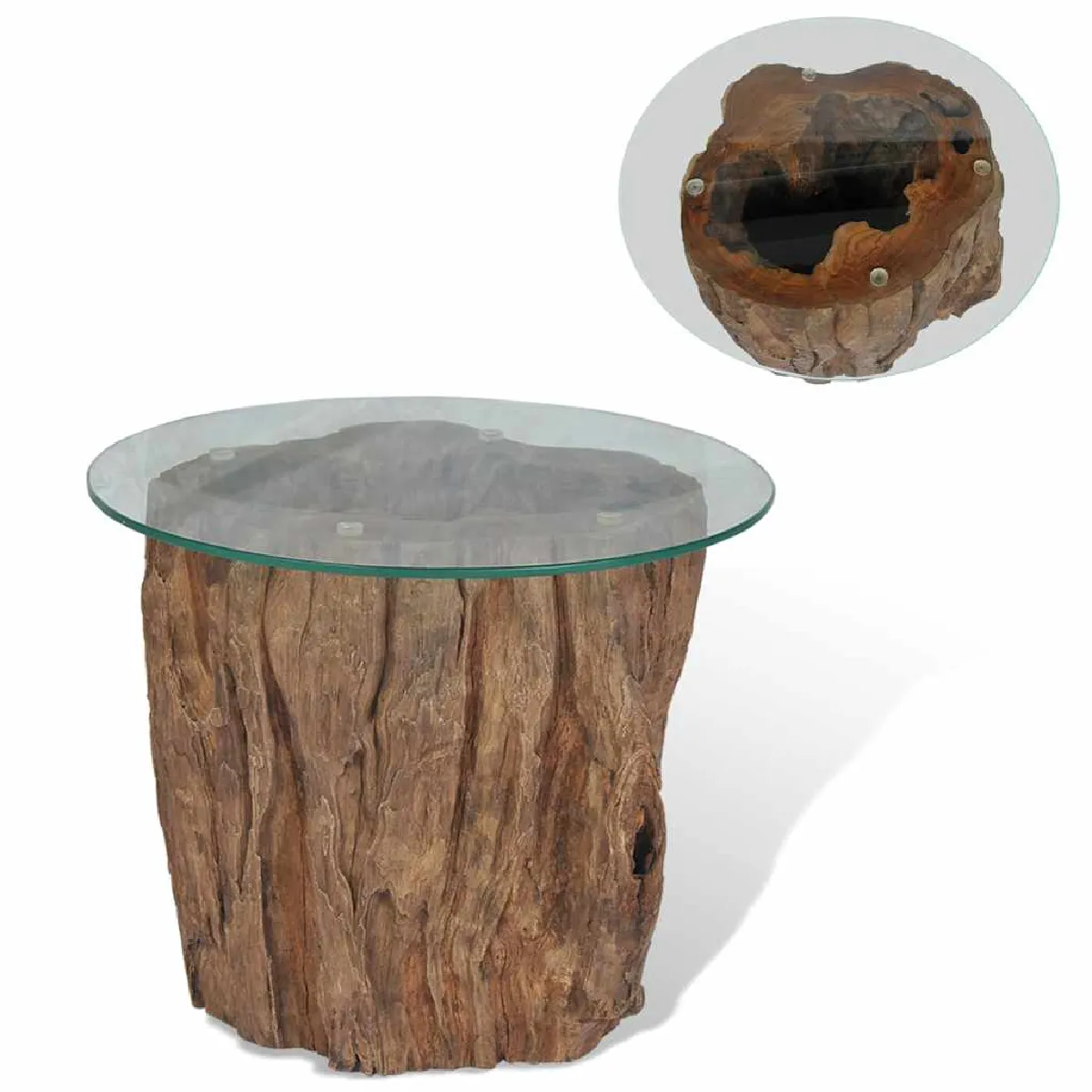 Vidaxl Table Basse Teck Verre - 50 X 40 Cm