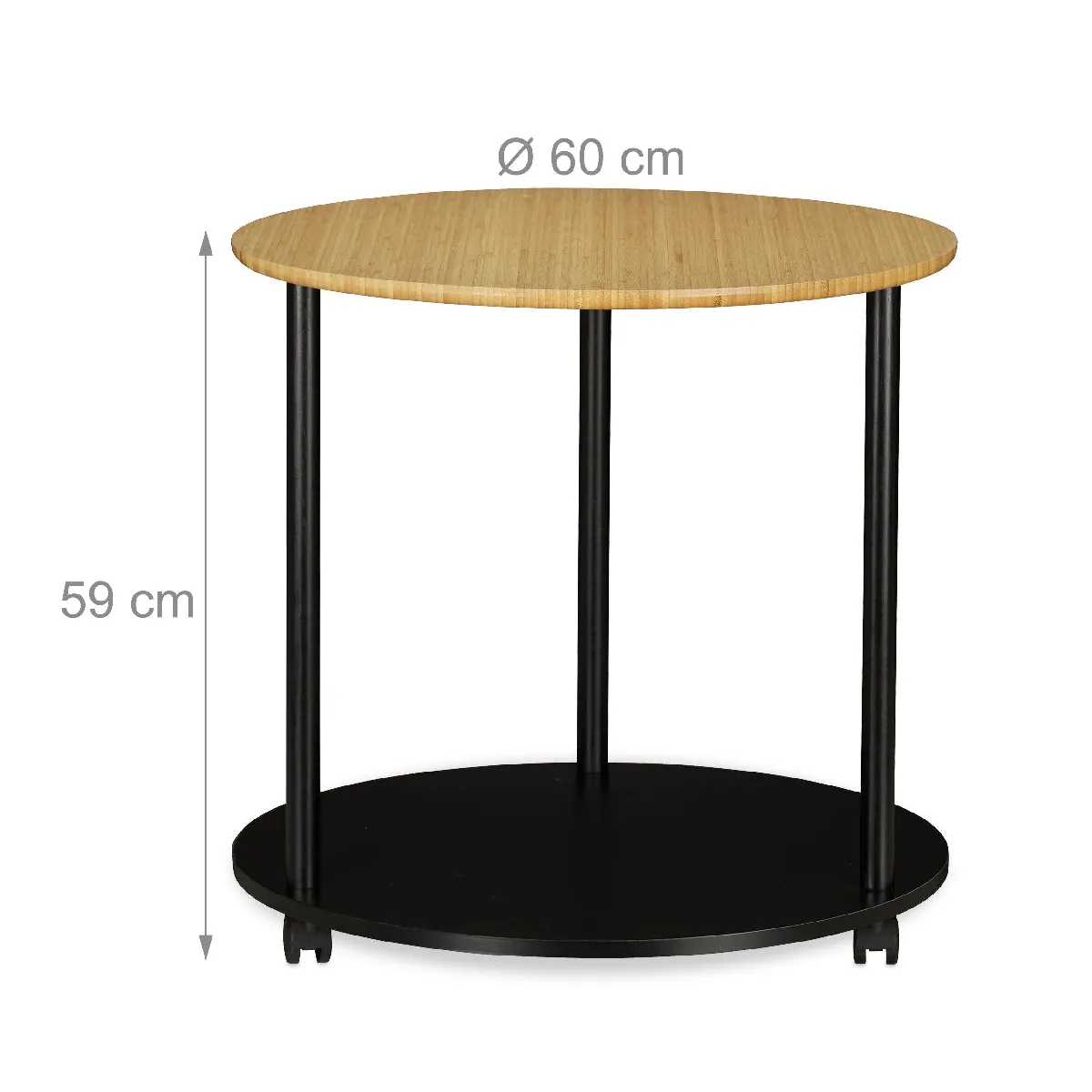 Meilleurs prix pour Table d'appoint ronde sur roulettes Ø60 cm bois et noir