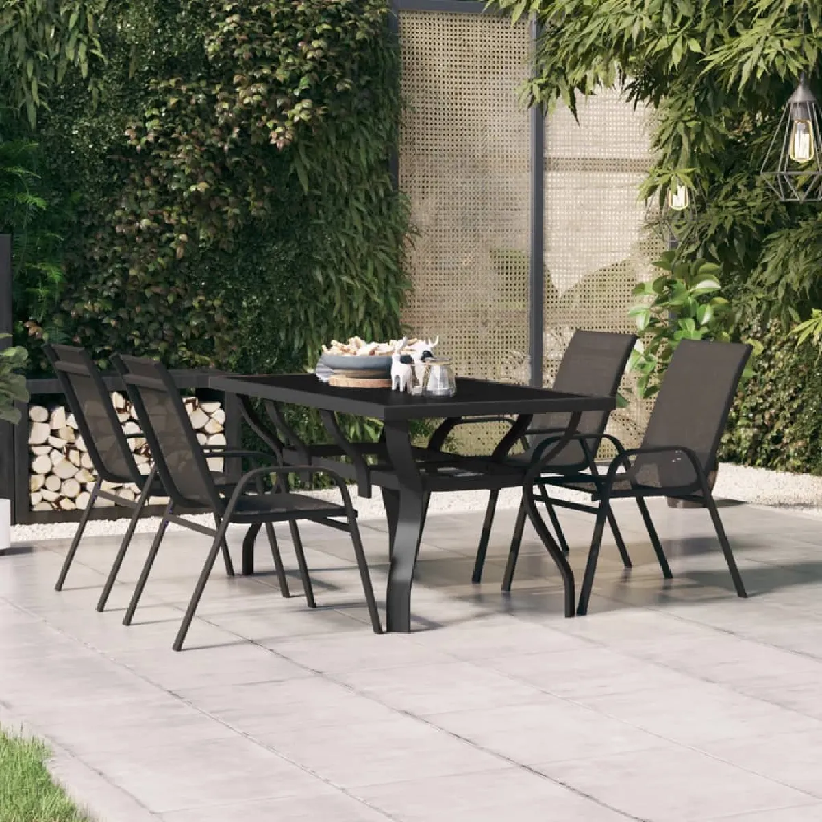 vidaXL Table de jardin en acier et verre