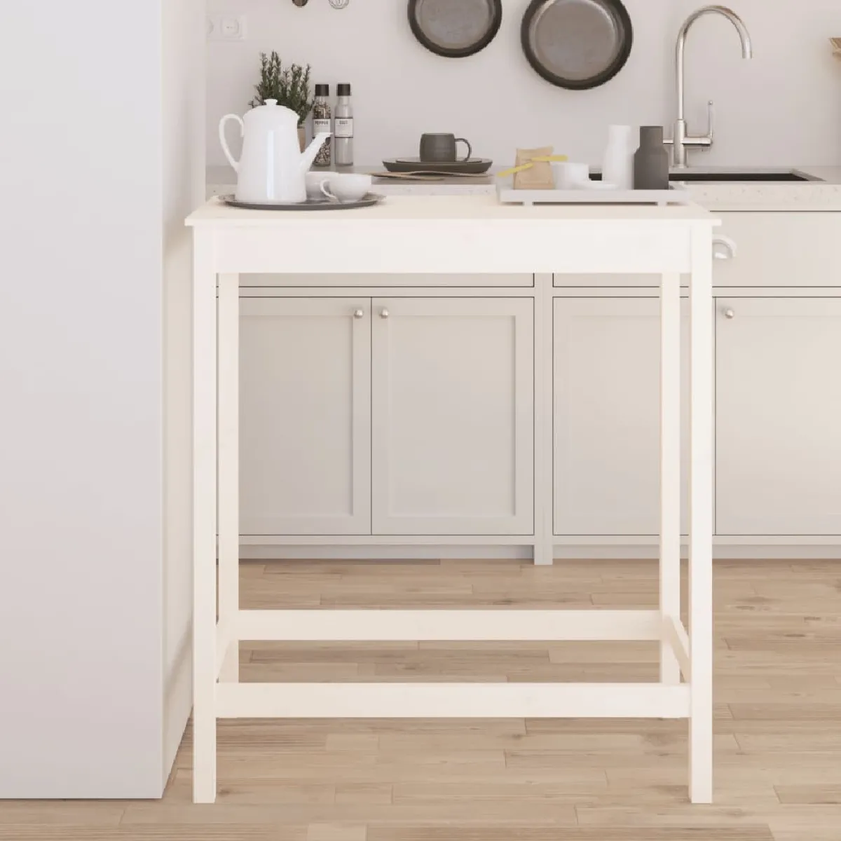 VidaXL Table de Bar Blanc