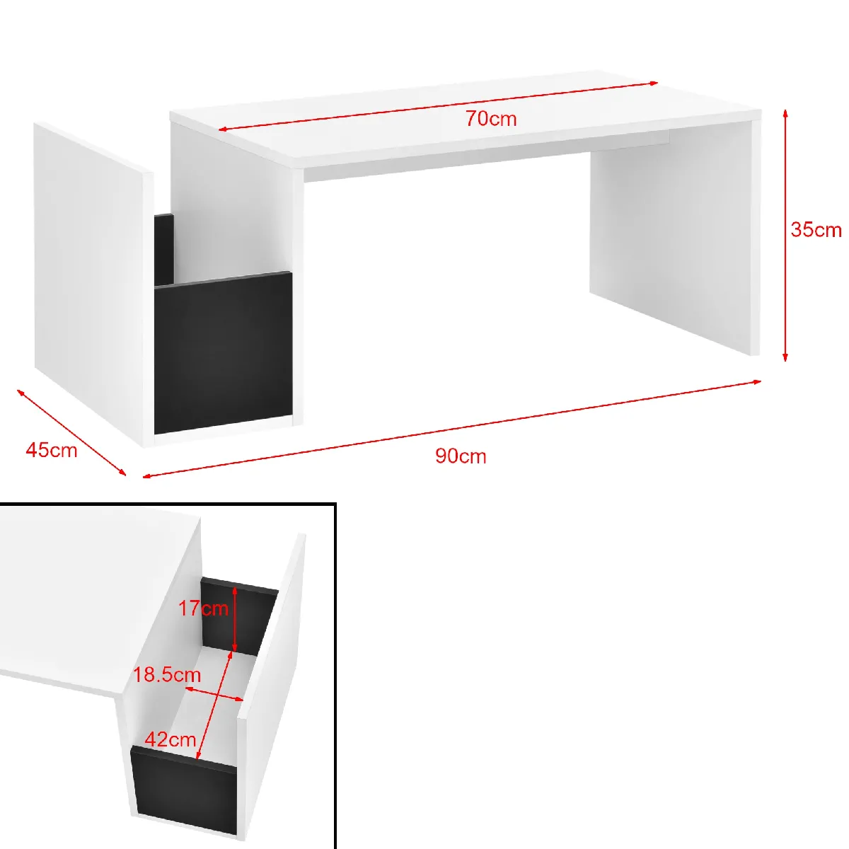 Meilleurs prix pour Helloshop26 Table Basse avec Compartiment - Blanc/Noir
