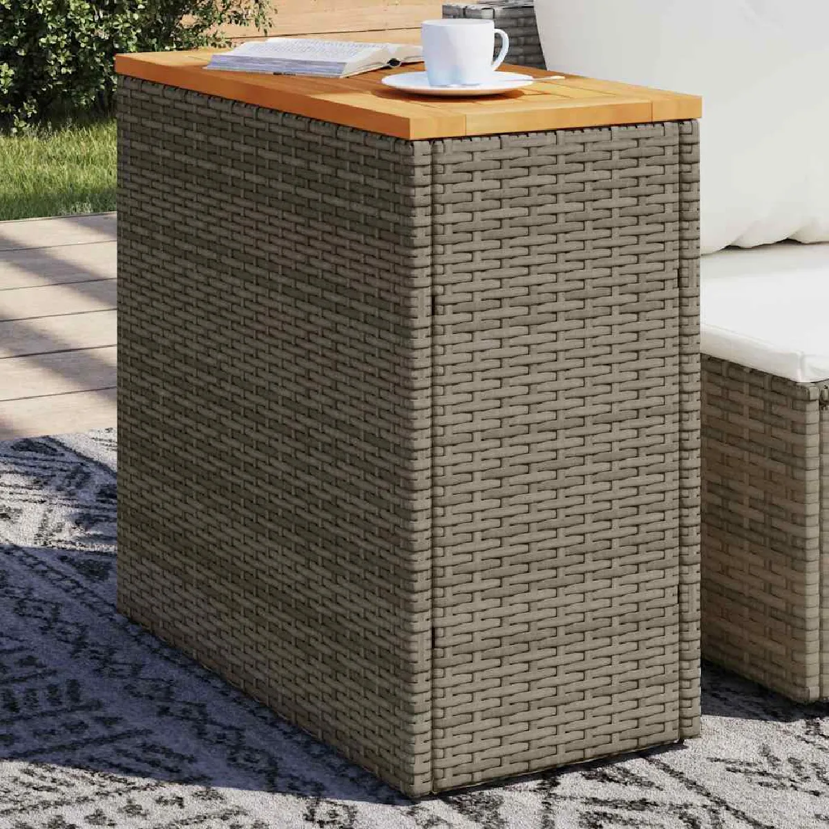 vidaXL - Table d'appoint de jardin - Bois - Gris - 58x27,5x55 cm - Image 2