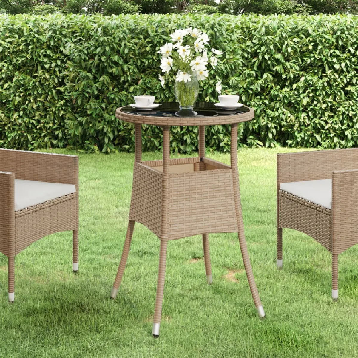 vidaXL Table de jardin Beige